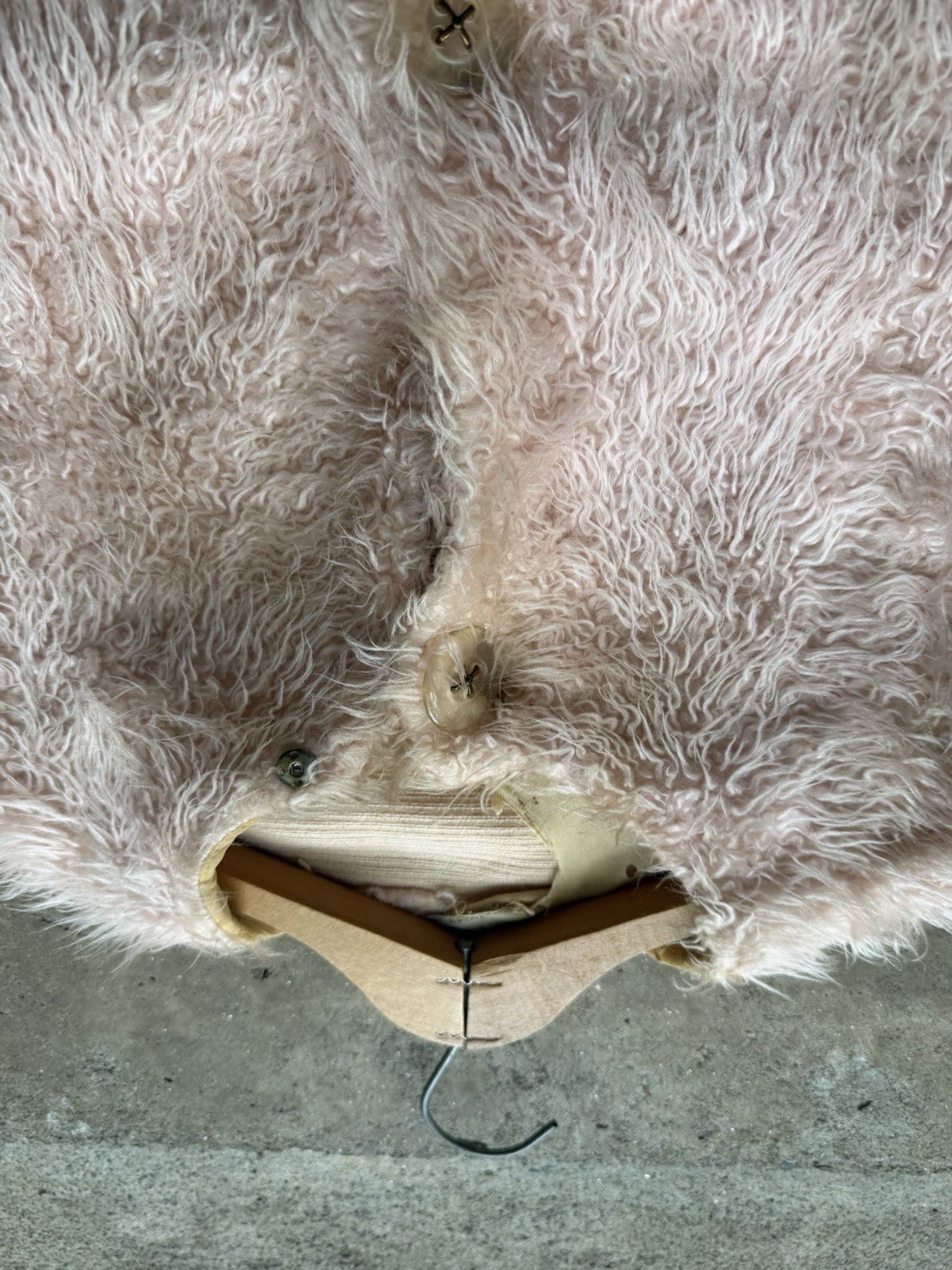 Vintage 50s 60s Faux Fur Fuzzy Mohair Style Dress Pink Rayon Lined Loungees Pink