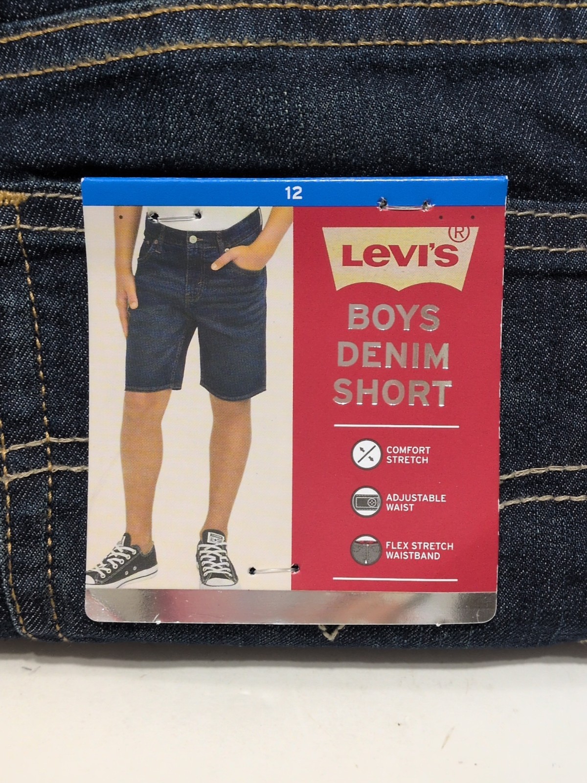 Levi’s 511 Slim Size 12 Regular Boys Denim Shorts Comfort Stretch Adj Waist NWT