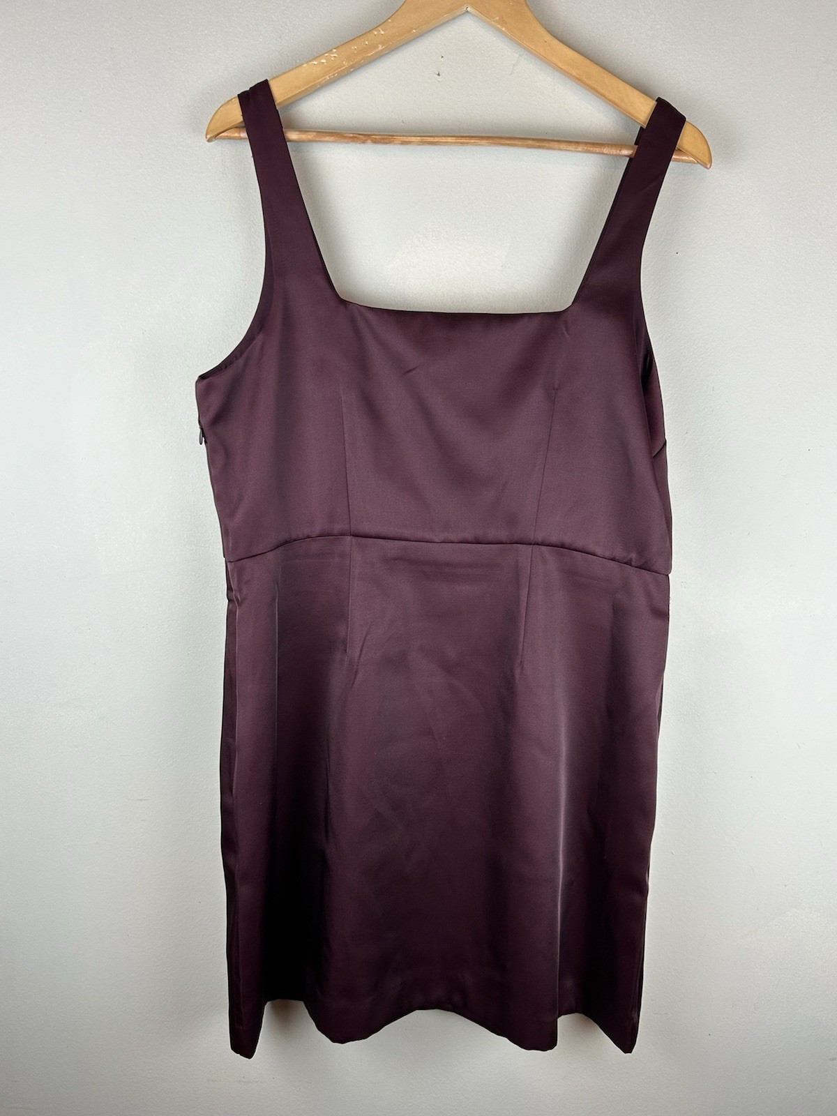 Women’s Satin Mini Dress A New Day Wine Red Classic Dark Academia Sz 14 Vamp