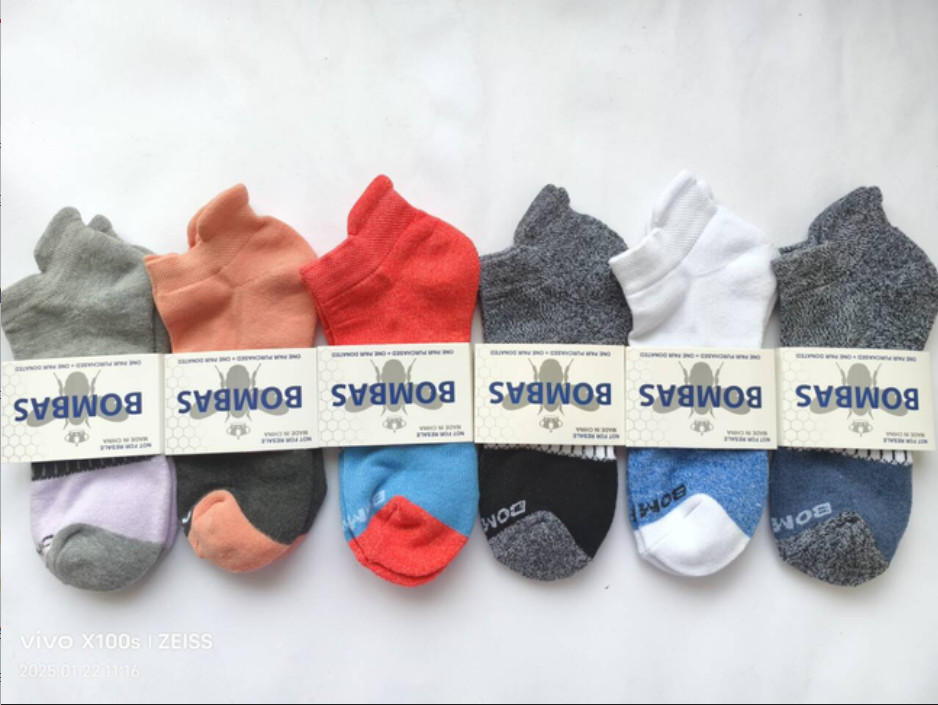 6 Pairs Bombas Women’s Tri-Block Marl Ankle Sock Size Medium 8-10.5 Original Tag