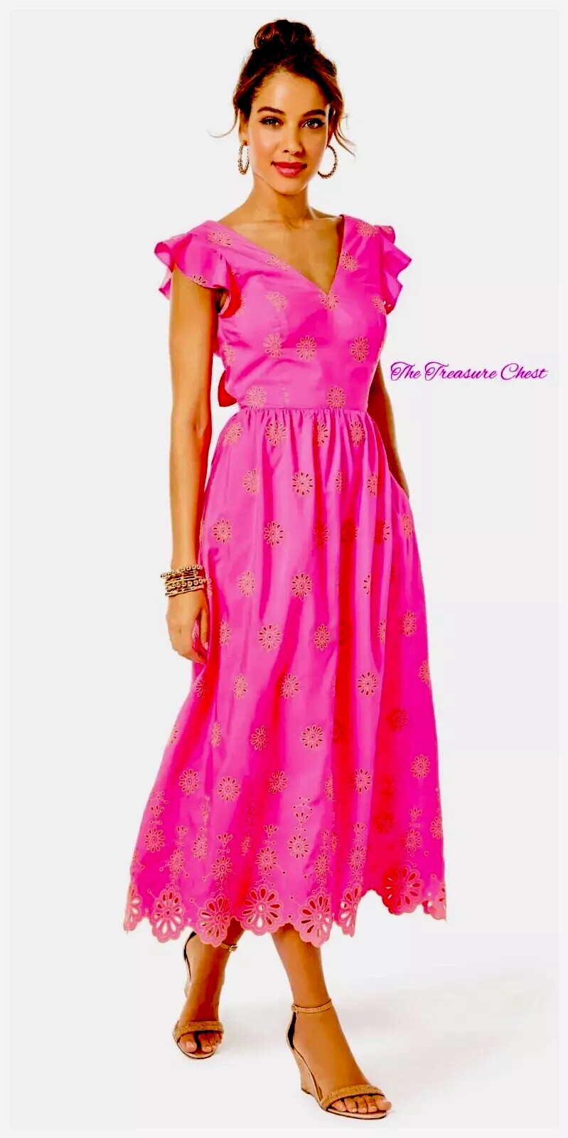Lilly Pulitzer NWT Lillyanne Eyelet Midi Dress Days Bloom $278 Size 12,14,16