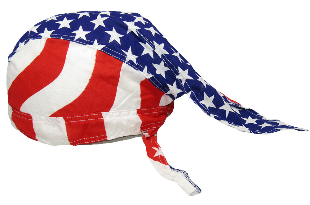 USA Striped With Stars In Middle Printed Do Rag Doo Rag Skull Cap Head Wrap