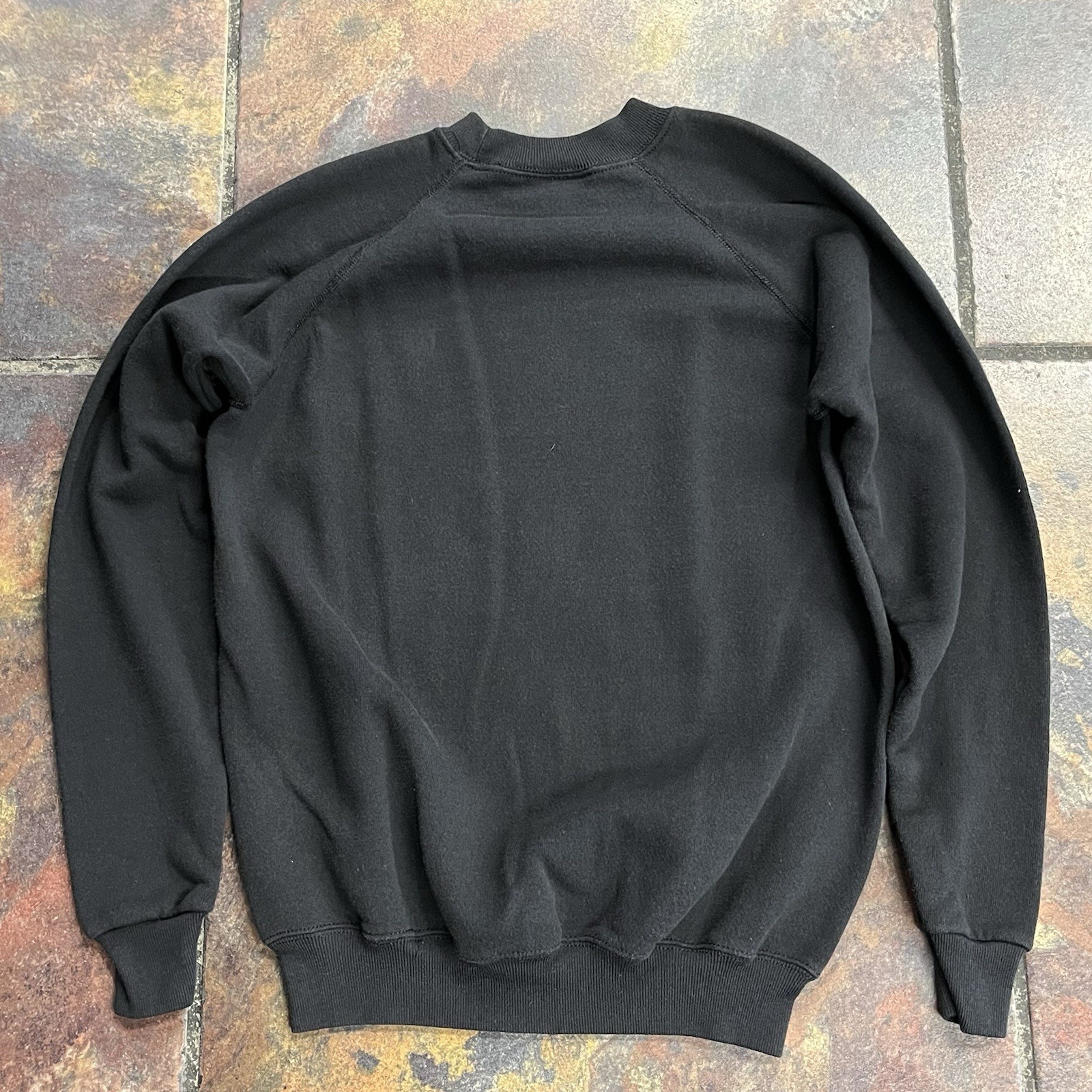 Vintage 80s 90s Hanes 50/50 USA Made Blank Black Raglan Sweatshirt Size M