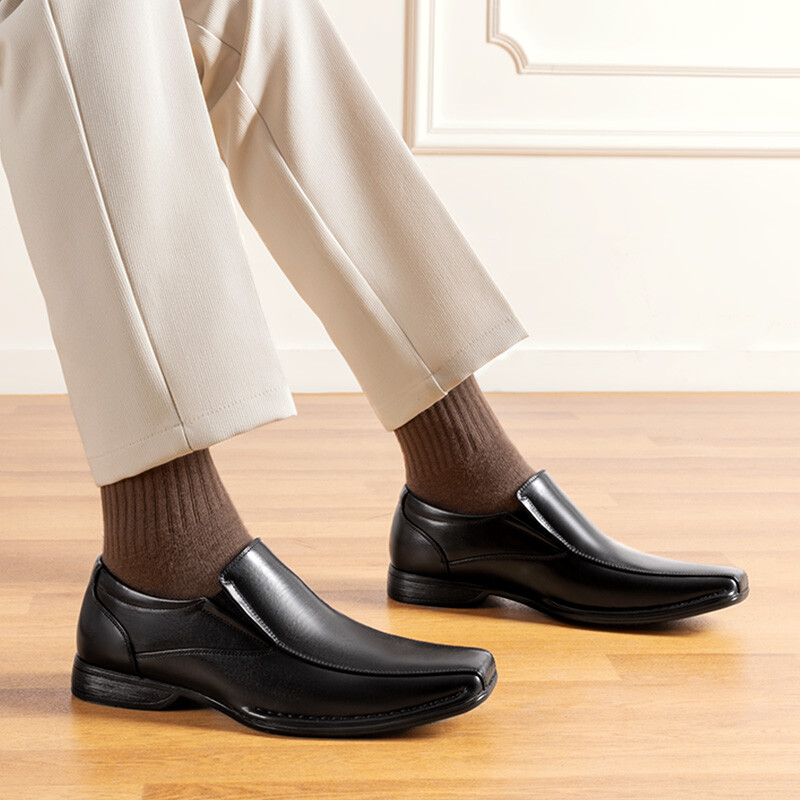 Mens Oxford Shoes Slip On Loafers Square Toe Business Wedding Dress Shoes