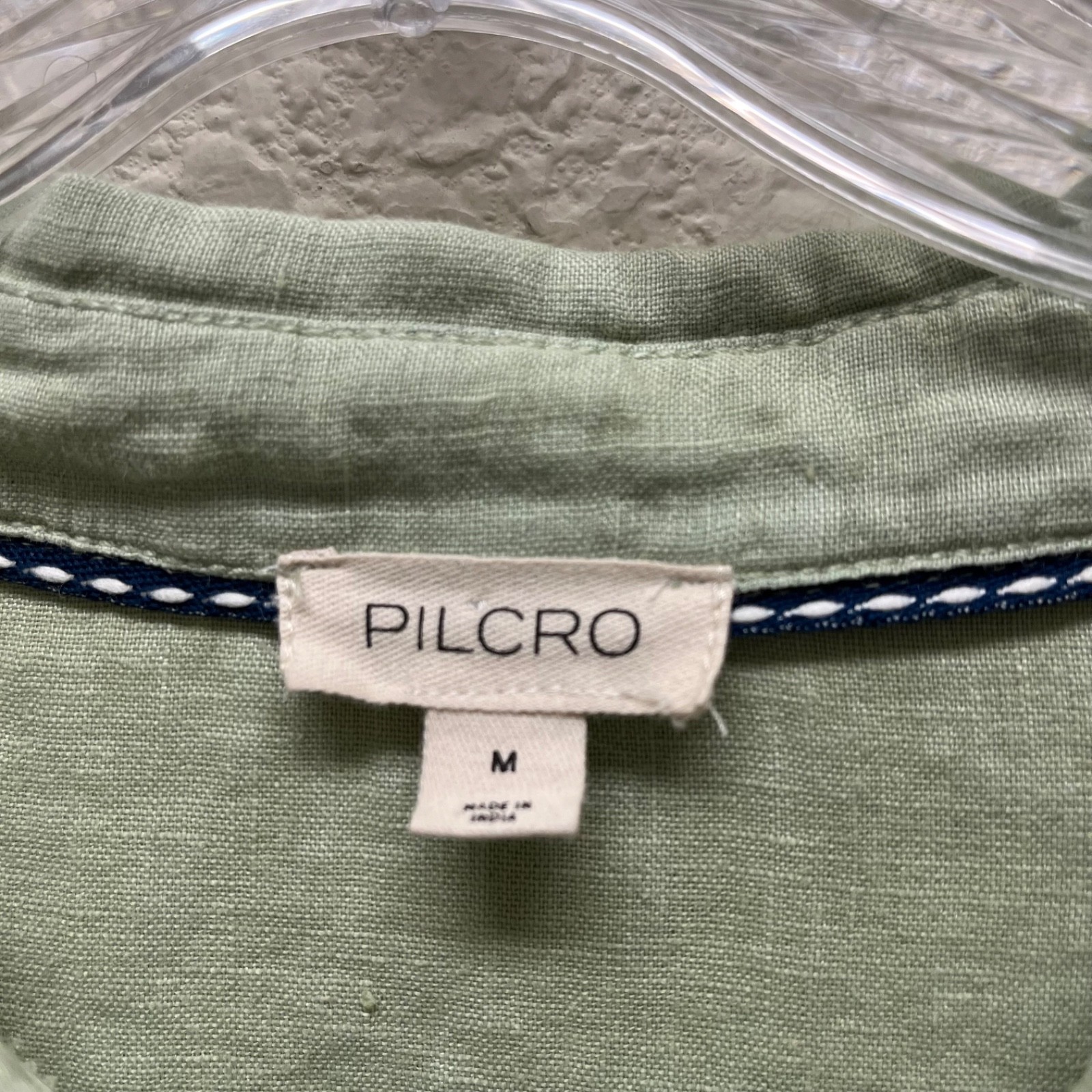 Pilcro Tallulah Double Puff Sleeve Linen Blouse 1/2 Button Mint Womens M