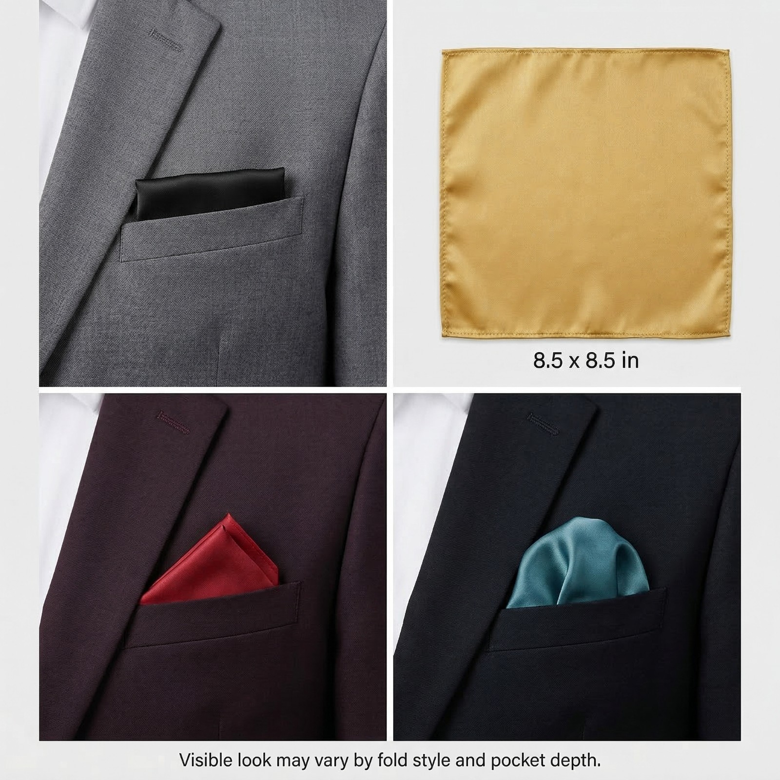 12 Pcs Mens Solid Mixed Color Pocket Squares Wedding Handkerchiefs