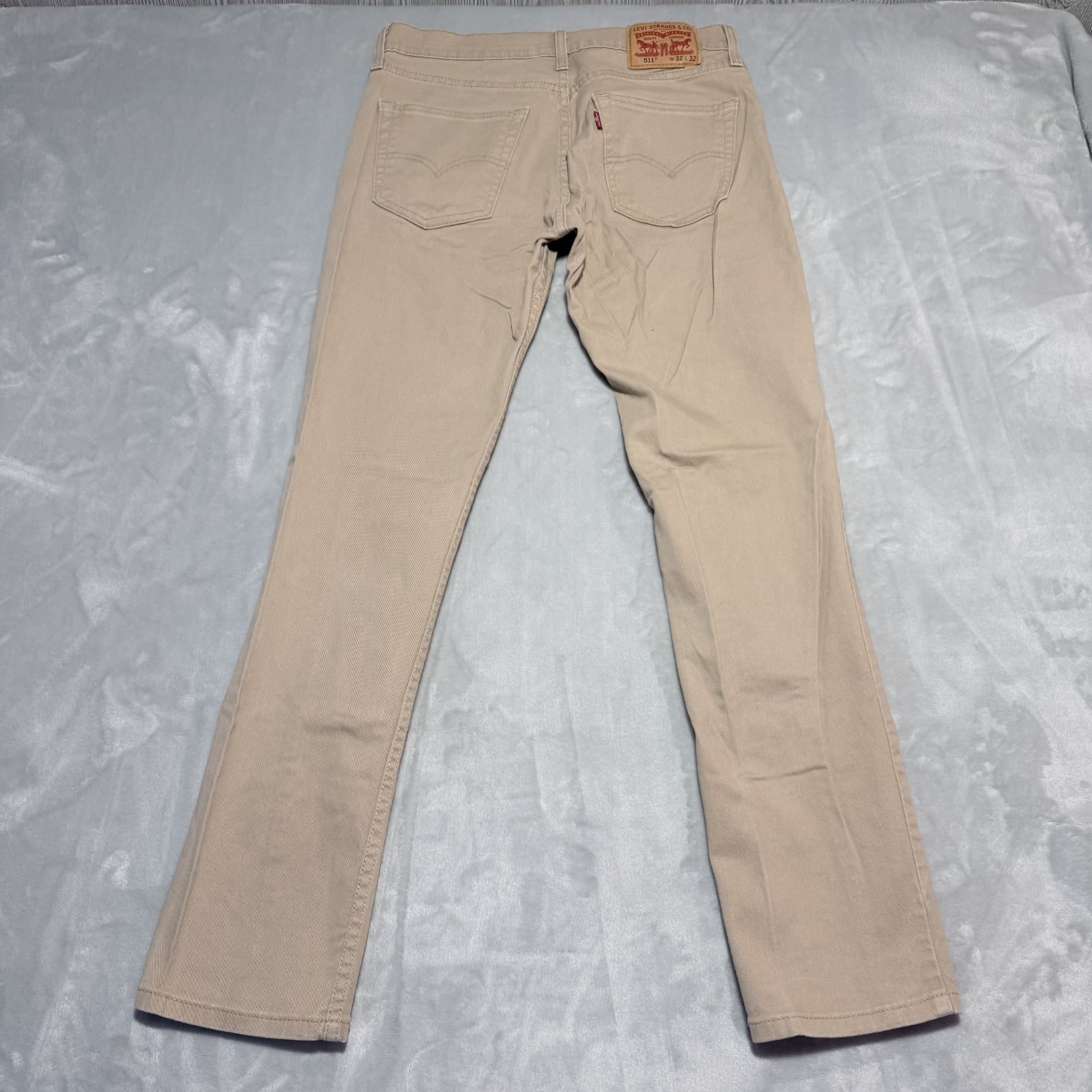 Levis 511 All Seasons Tech Pants Mens 32×32 Beige Slim Straight Fit Red Tab