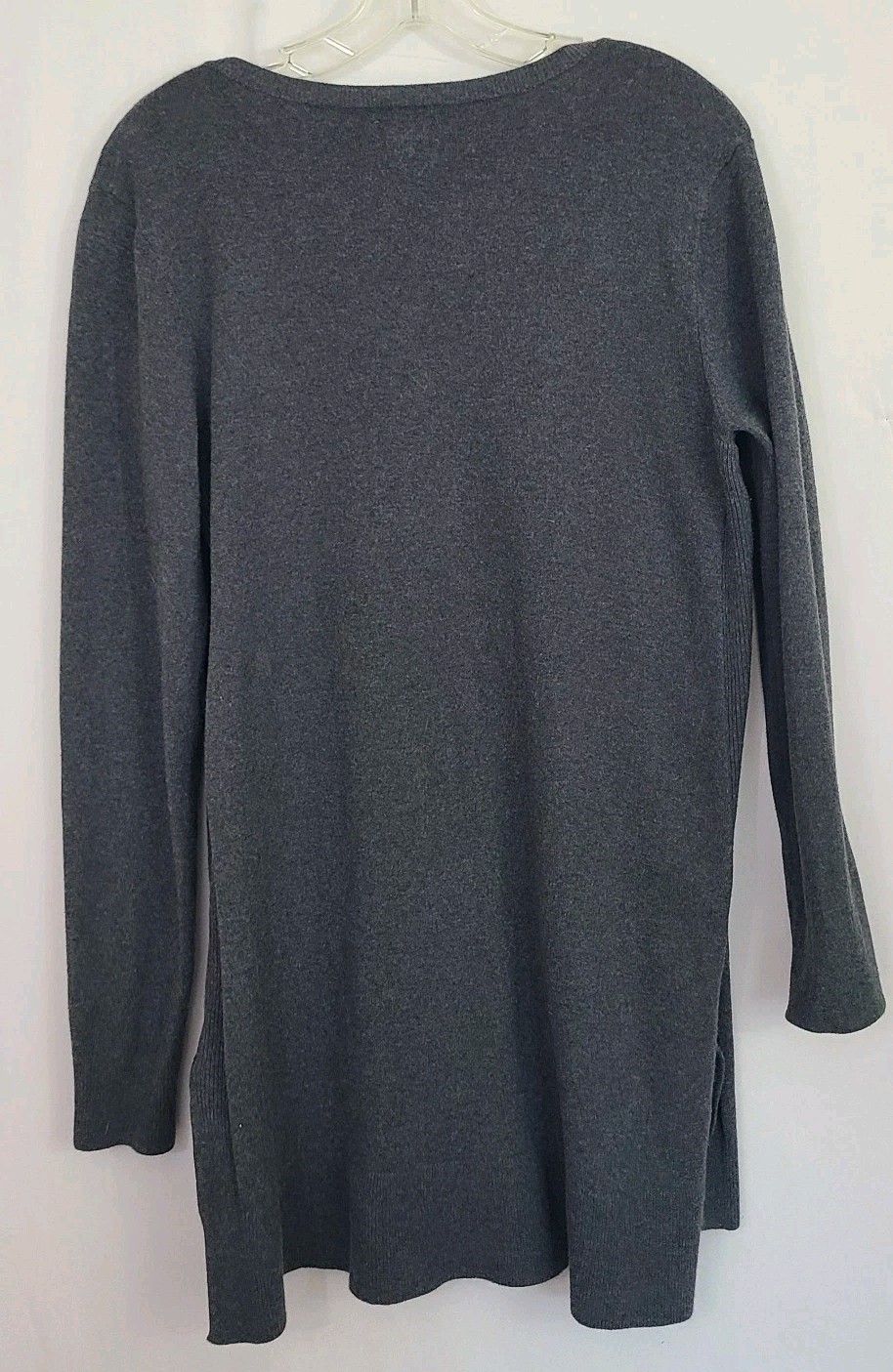 Duluth Women’s Midi Sweater Dress Sz. Med Gray Long Sleeve V- Neck Soft Cozy