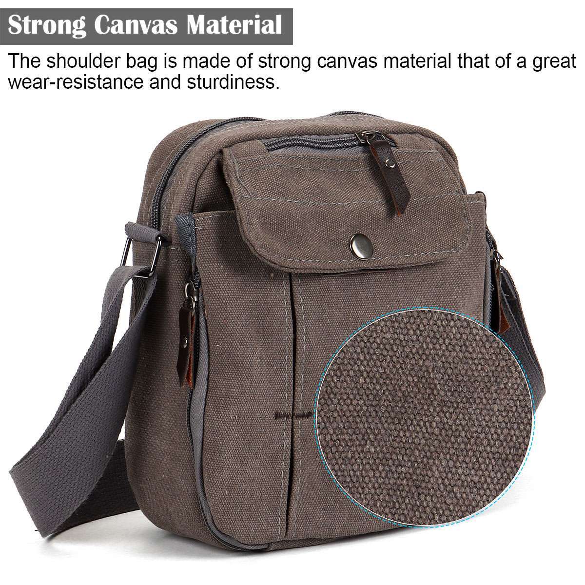 Men’s Canvas Crossbody Bag Phone Tablet Messenger Shoulder Bag Casual Tote Pouch