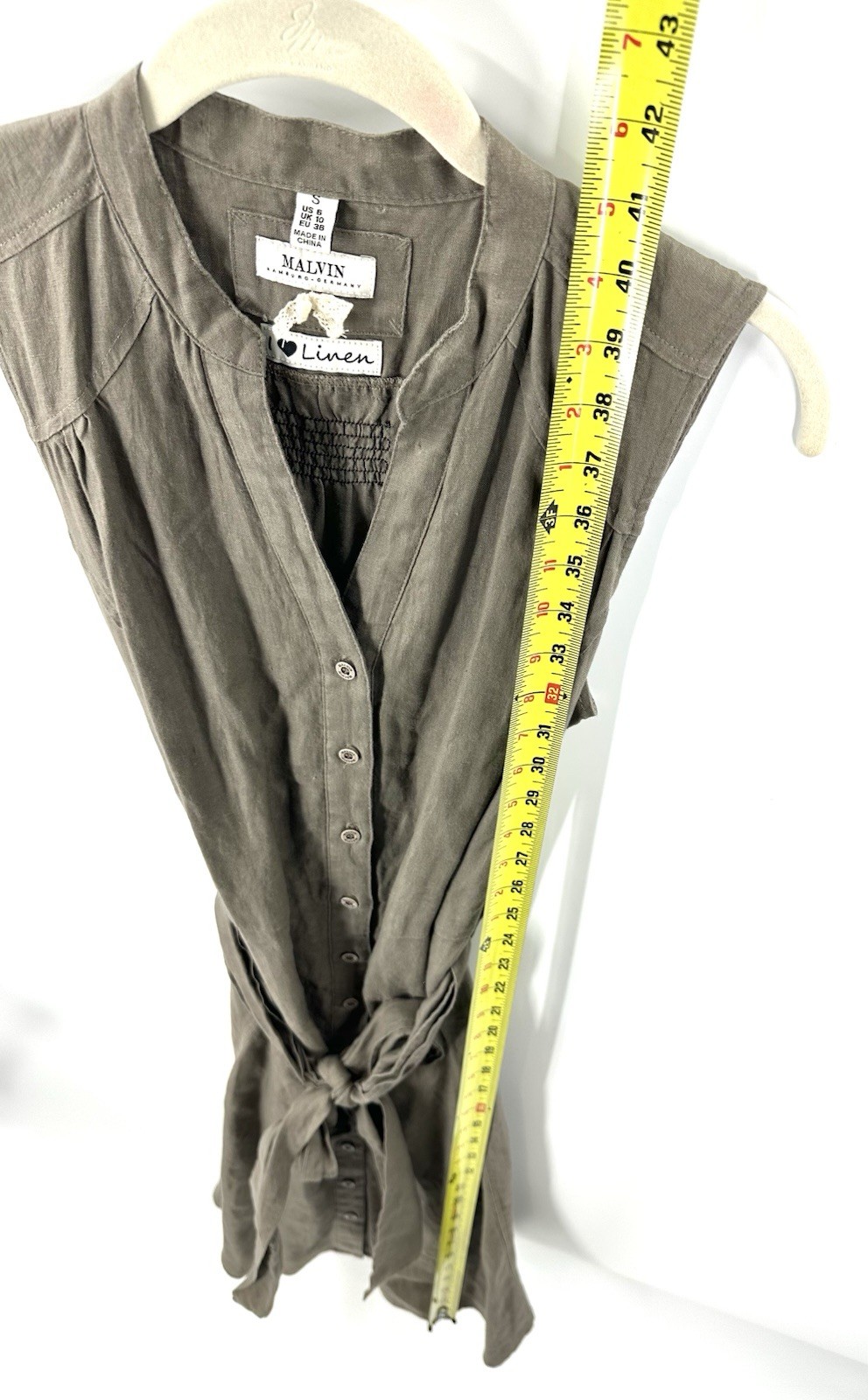 Malvin Linen Shirt Dress Womens 6 Coastal Button Down Capsule Minimalist Belted