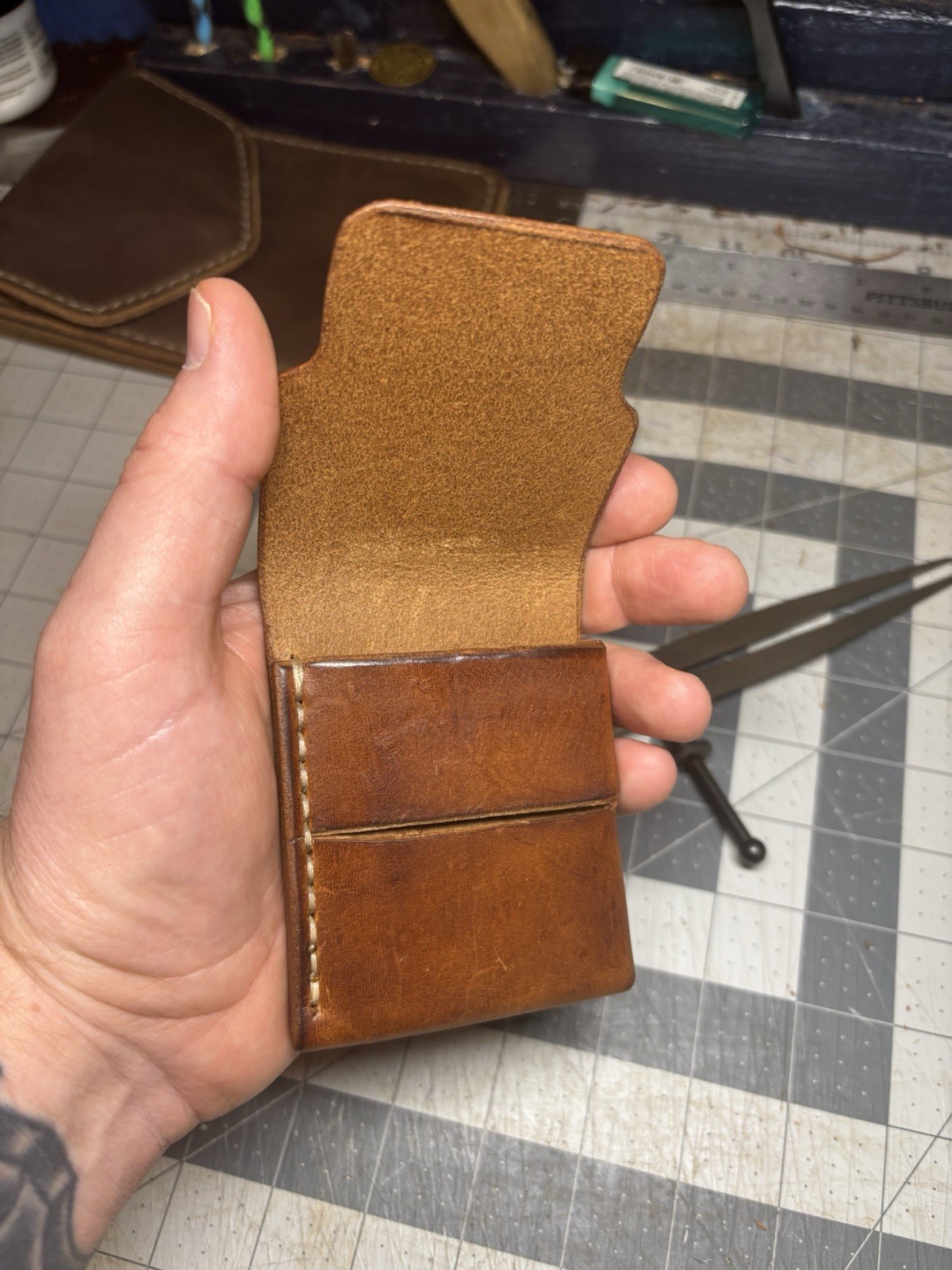 Handmade Leather Vertical Pocket Flap Wallet – Slim & Durable Minimalist