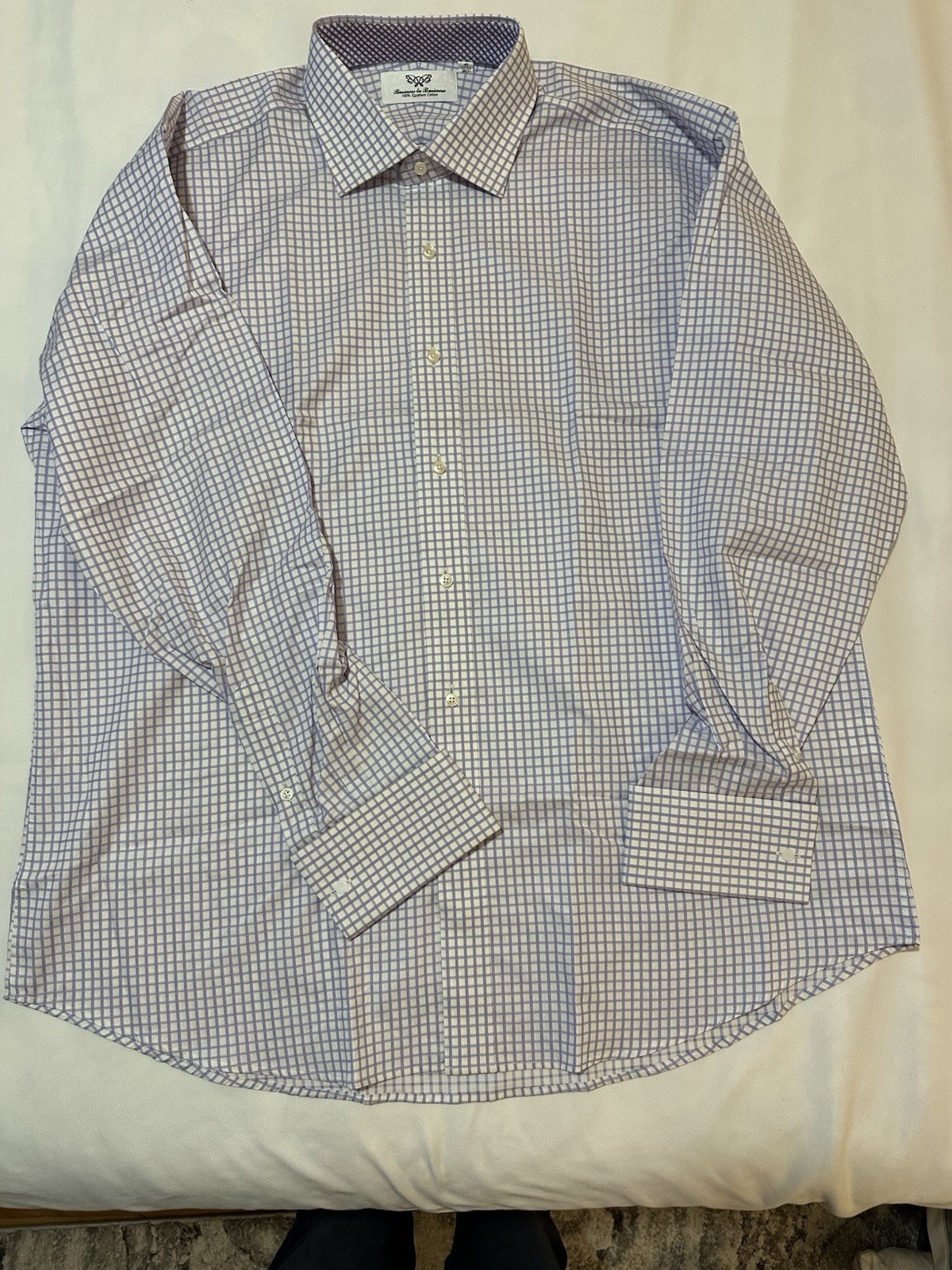 NWOTs Business to Business Men’s Purple/White Check Long Sleeve Shirt Extra XL