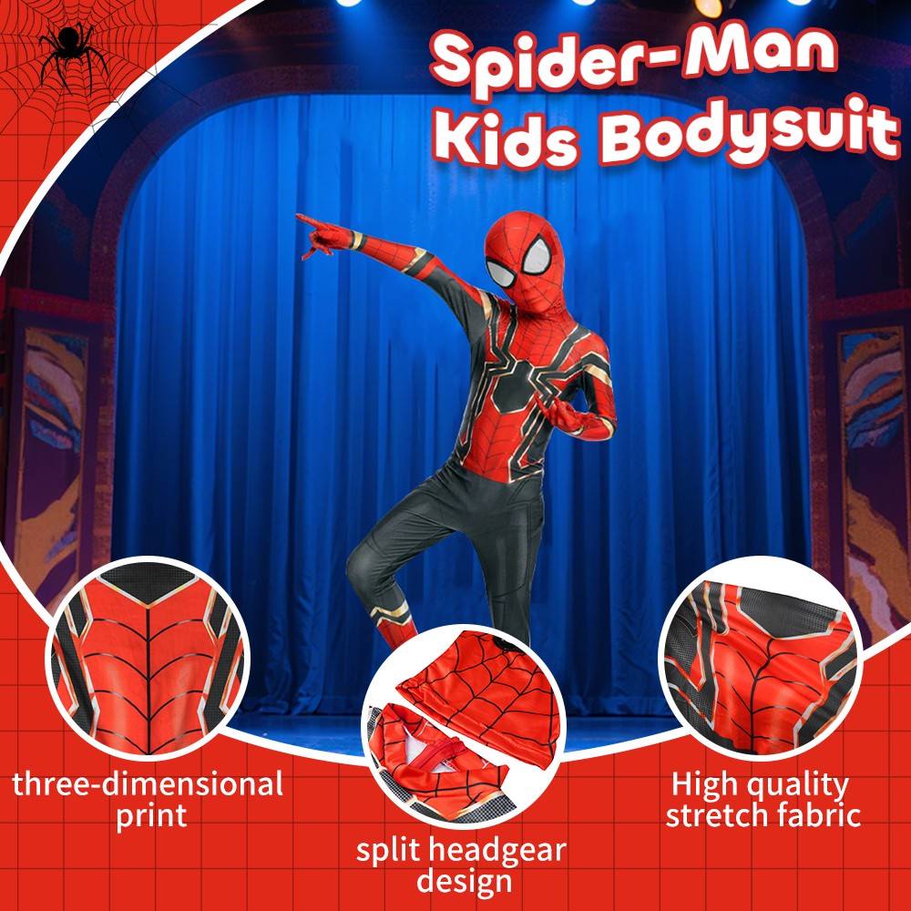 Kids SpiderMan Cosplay Costume Boys Tobey Maguire Outfit Jumpsuit Fancy Dress