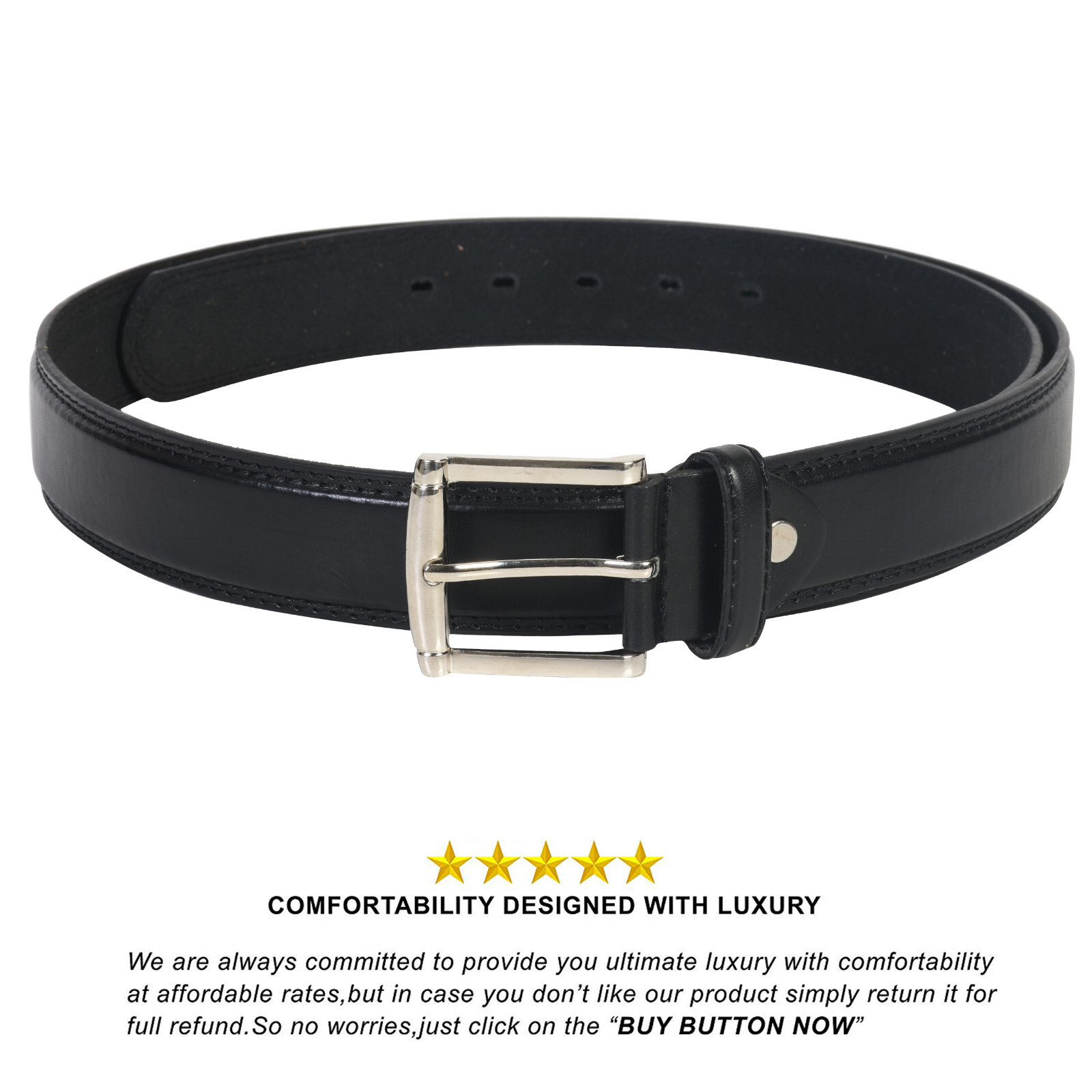 Leatherboss Genuine Leather Men Big and Tall Size 46″ – 64″ Jeans Belt, Black