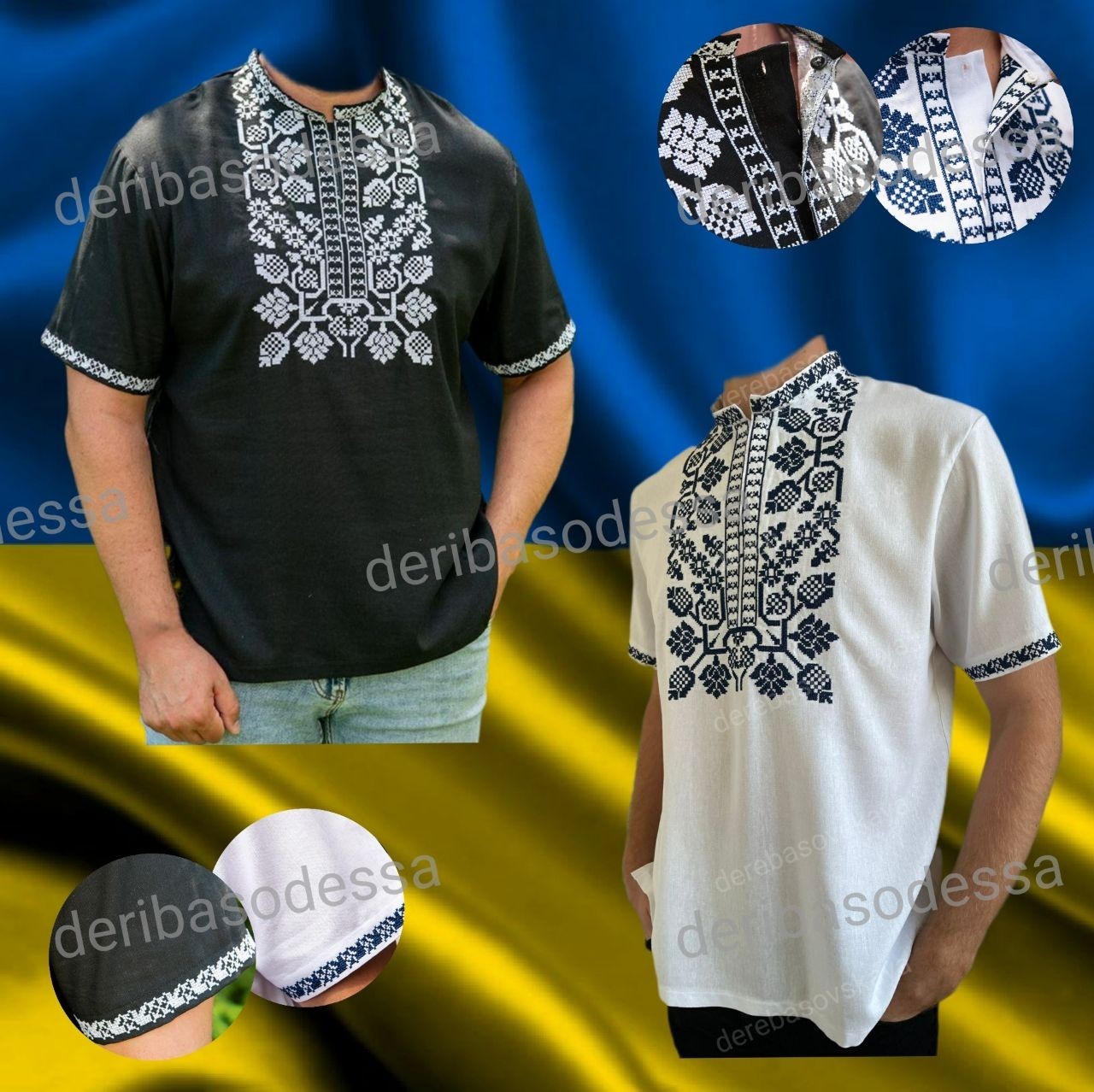 Ukrainian Embroidered Tradition shirt for men Sorochka Vyshyvanka BIG SIZE M-5Xl