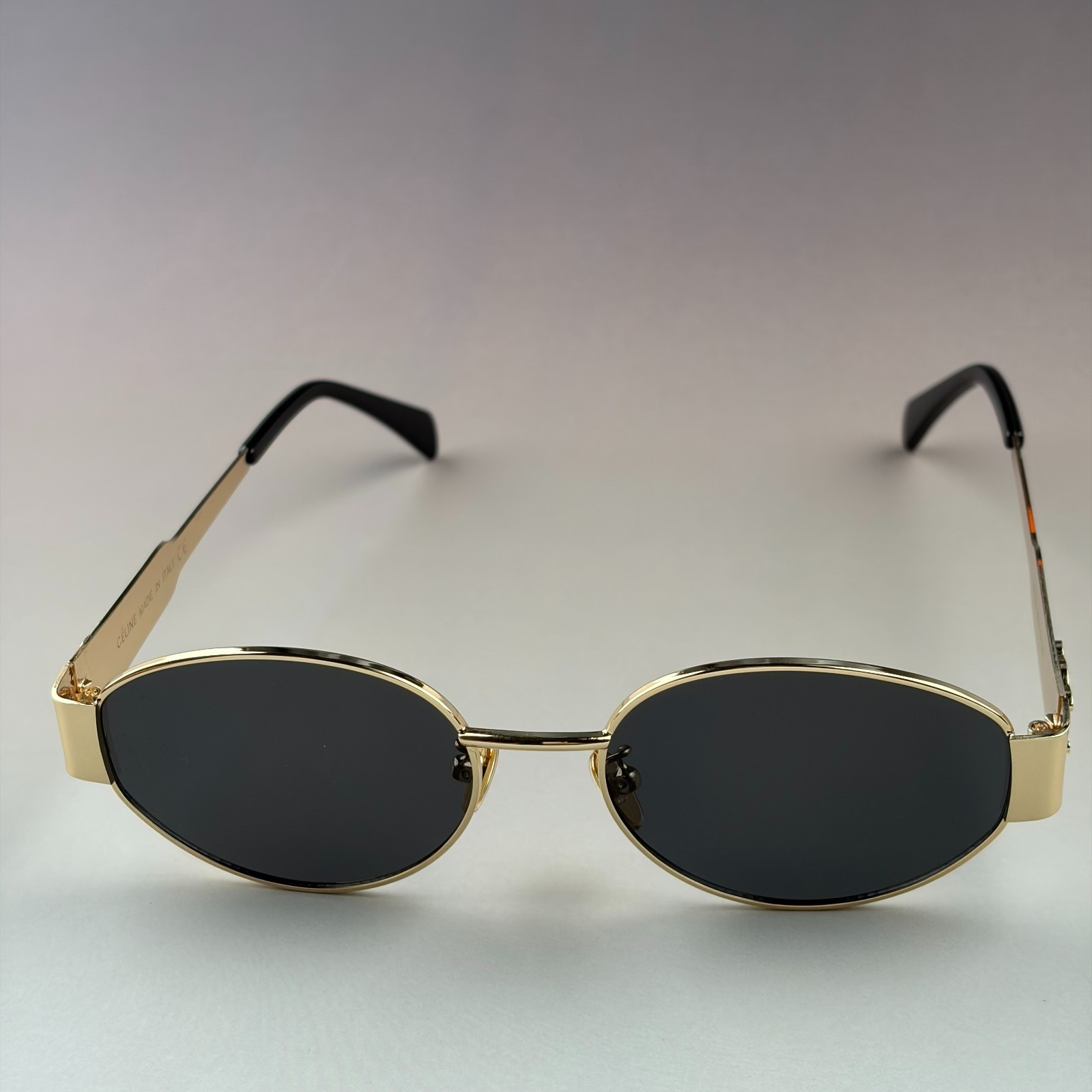 New In Box – Celine Women Men Sunglasses Triomphe Gold Metal Oval Frame Driving