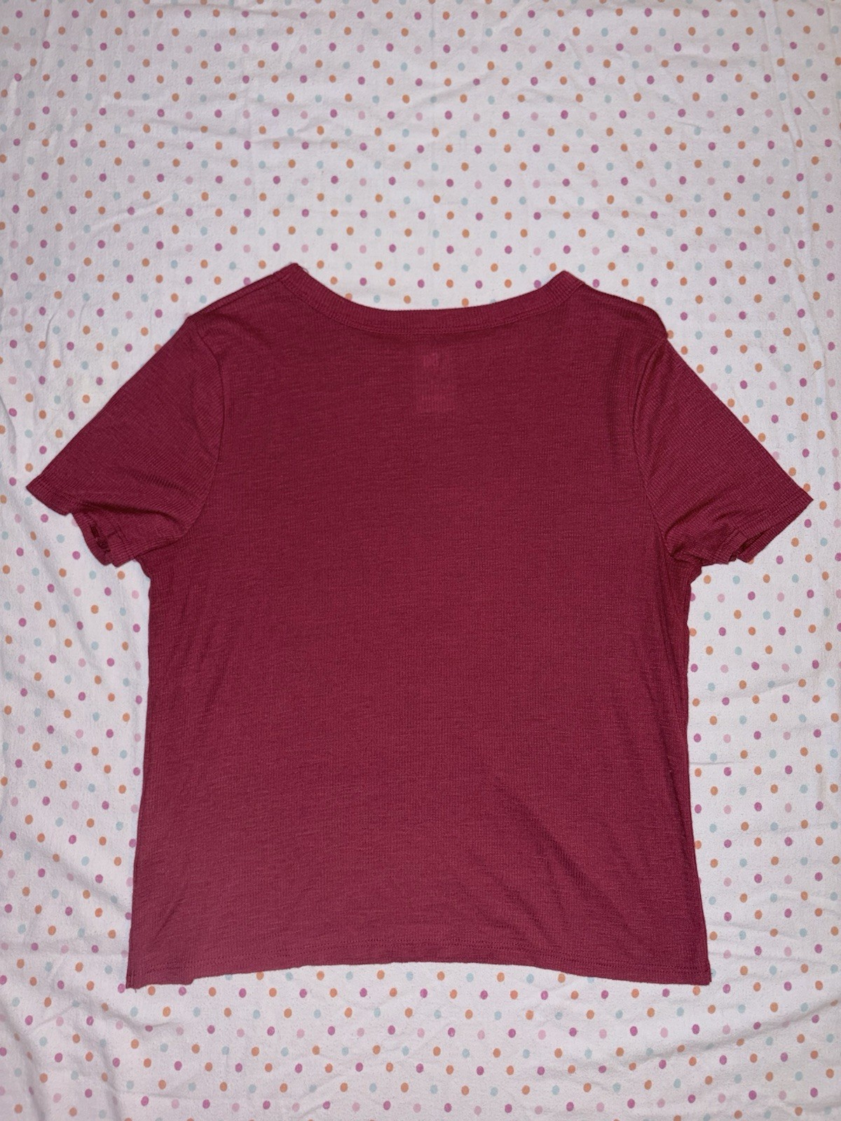 SO Women’s Red Short Sleeve Ribbed Knit Tee Size Large Casual Basic Top
