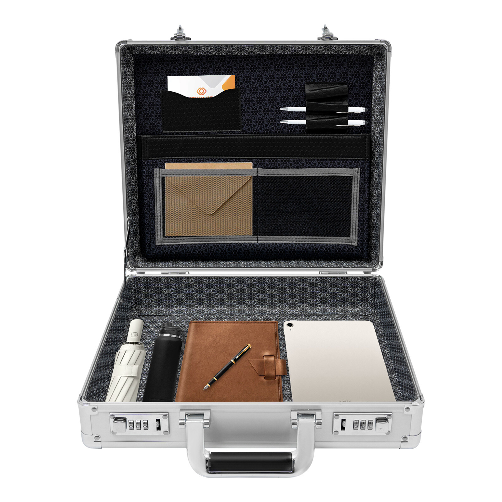 Aluminum Hard Case Big Capacity With Combination Lock Briefcase With Pocket
