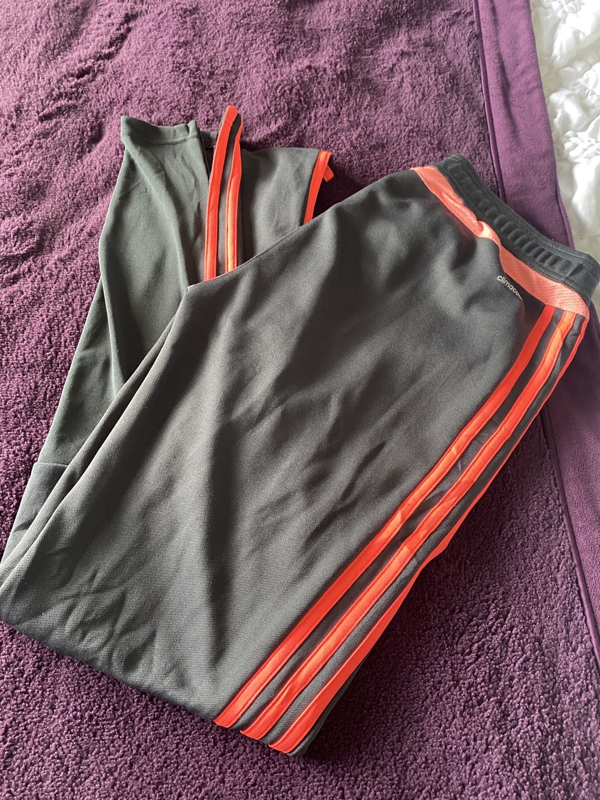 Stylish Adidas Climacool Charcoal Grey/Orange Slim-fit Track Pants S 8/10