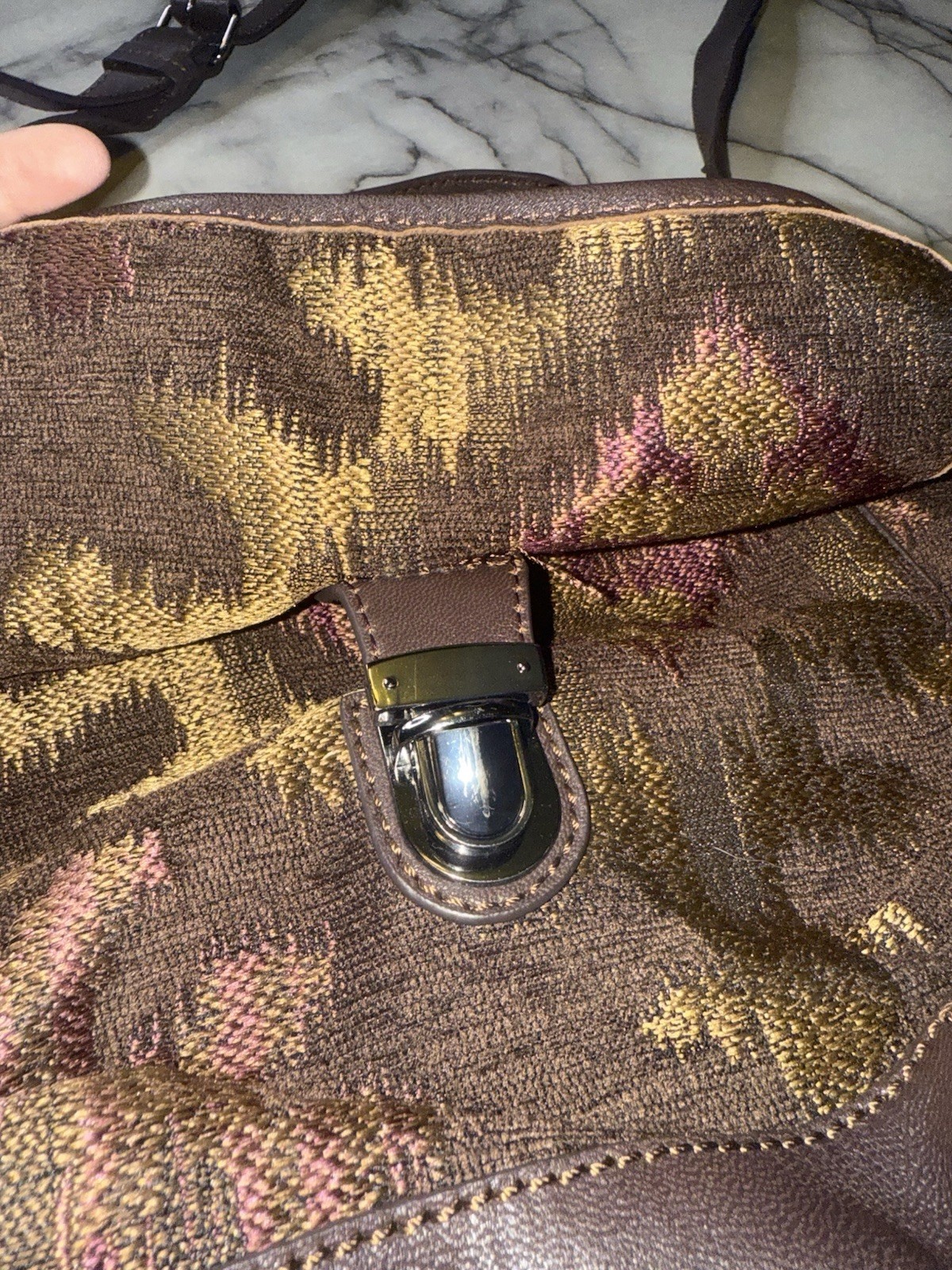 Isabella Fiore Brown Floral Shoulder Bag Zip/Magnetic, Pockets, Silver Hardware