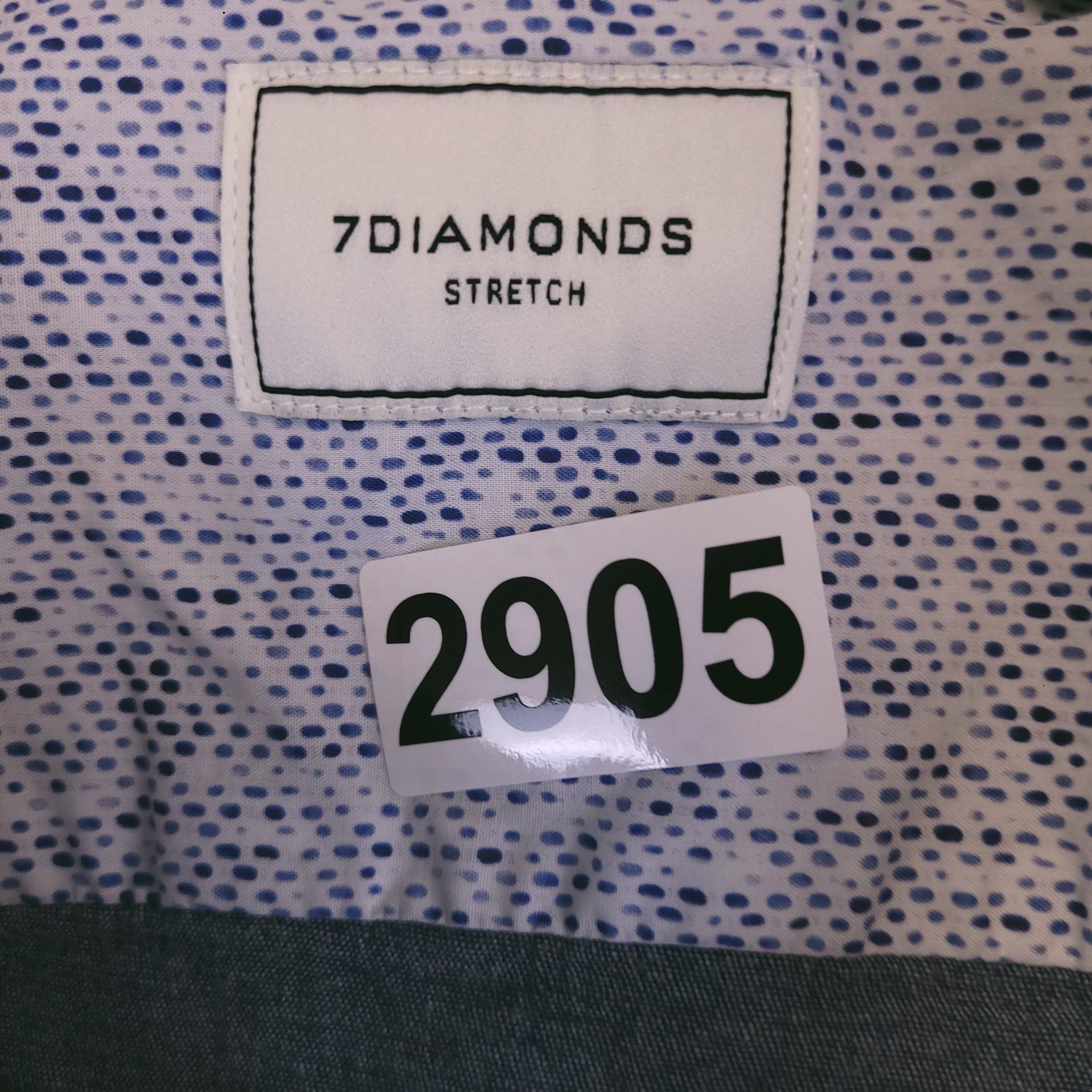 7D 7 Diamonds Stretch Shirt Mens XL Button Up Geometric Trim Contrast Blue