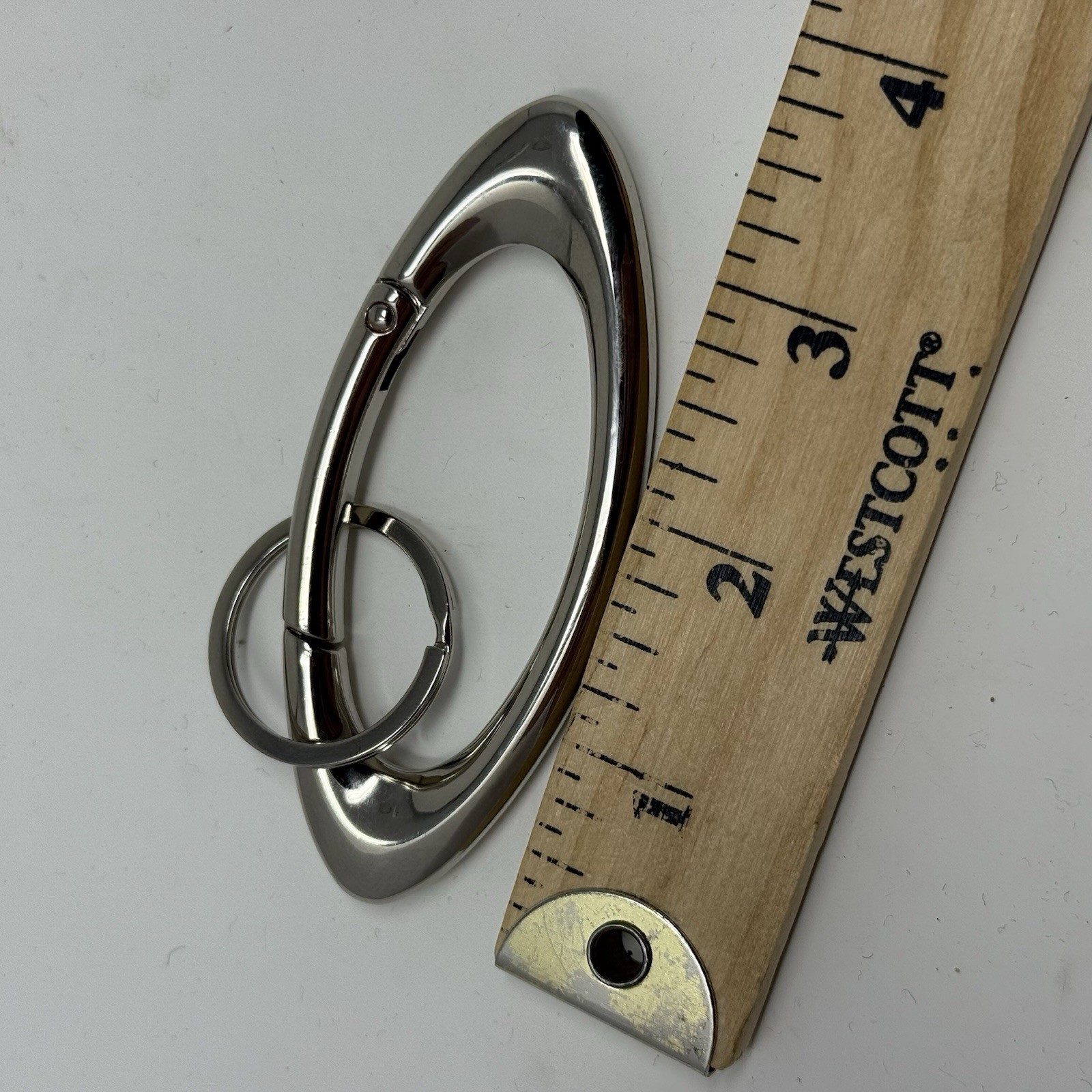Y2K Oval Carabiner Clip Silver Metal Keychain Key Ring Hiking Gorpcore
