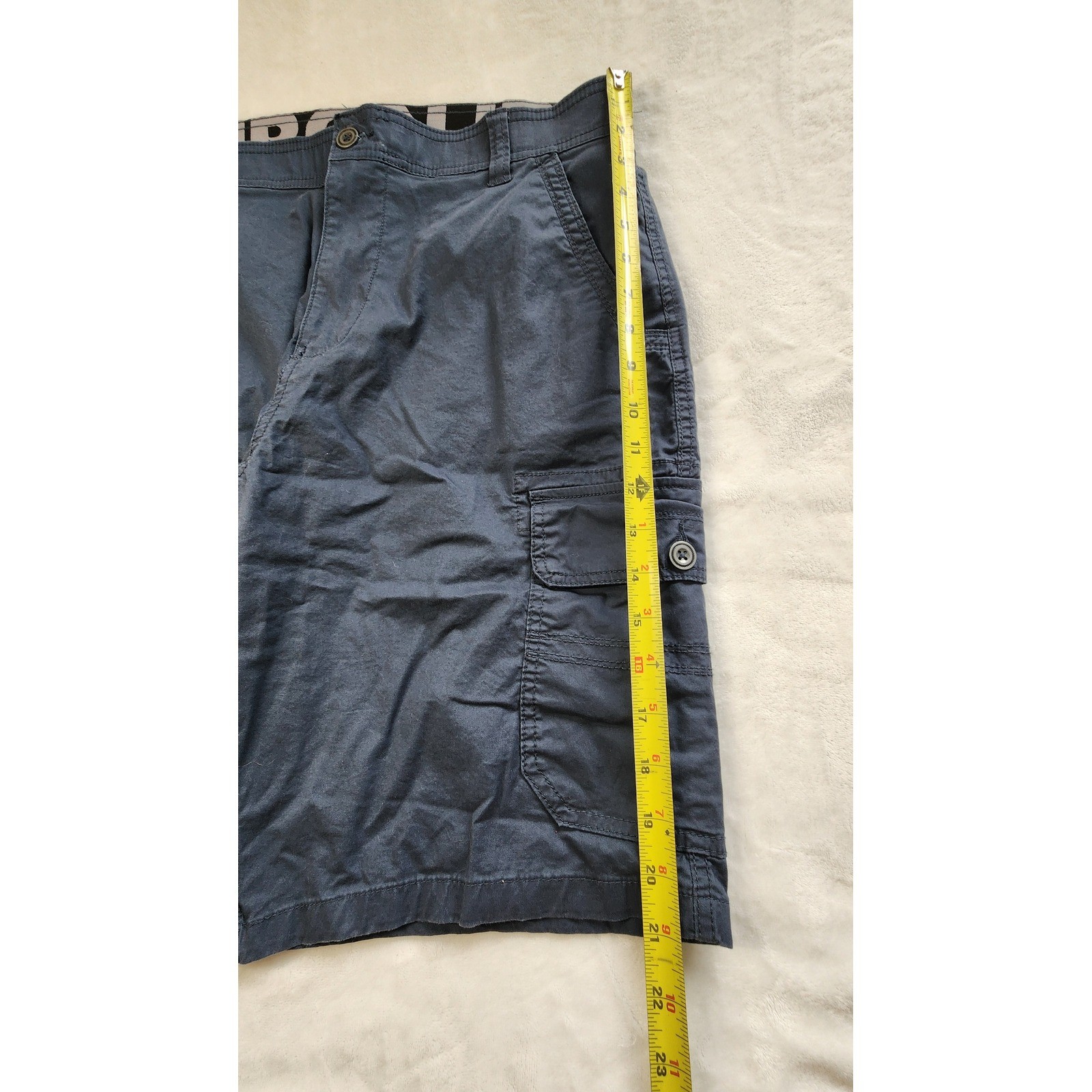Iron Co Cargo Shorts 34 Blue Utility Military Cotton Stretch Y2K Pocket Shorts
