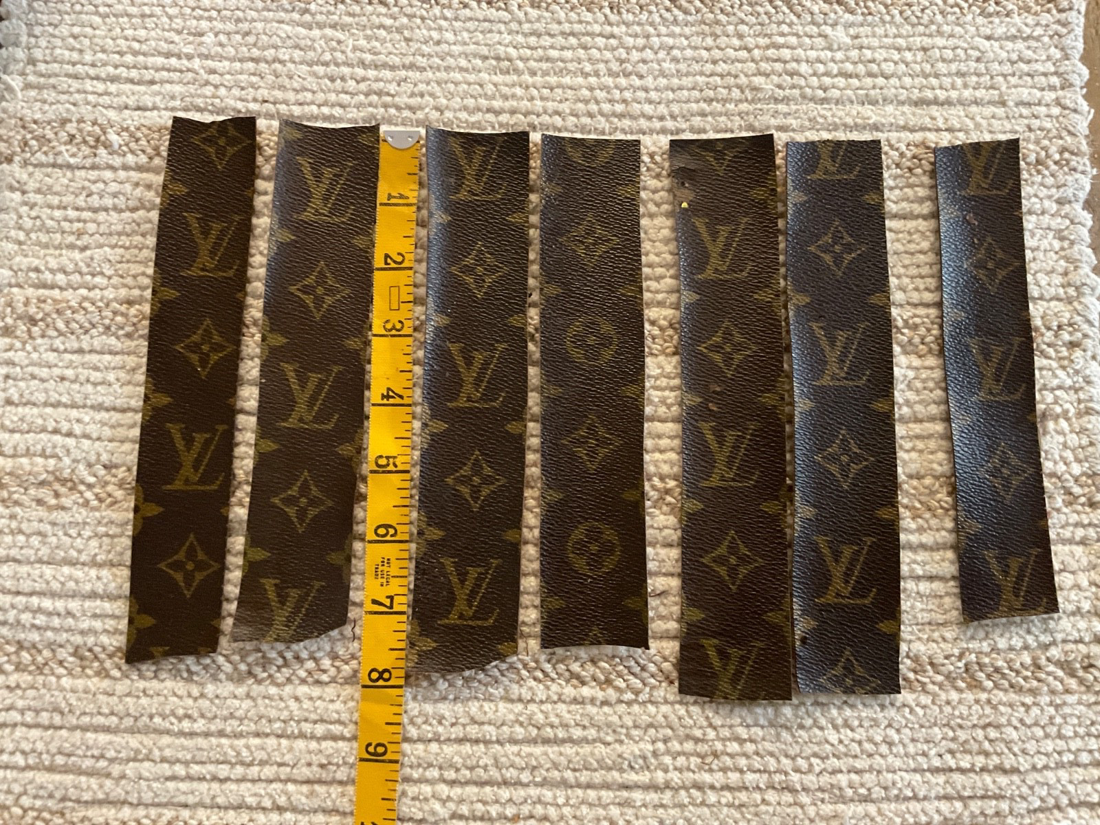 Louie Vuitton Cut Scrap Fabric Material Repair Replace Reuse Crafts lot of 7