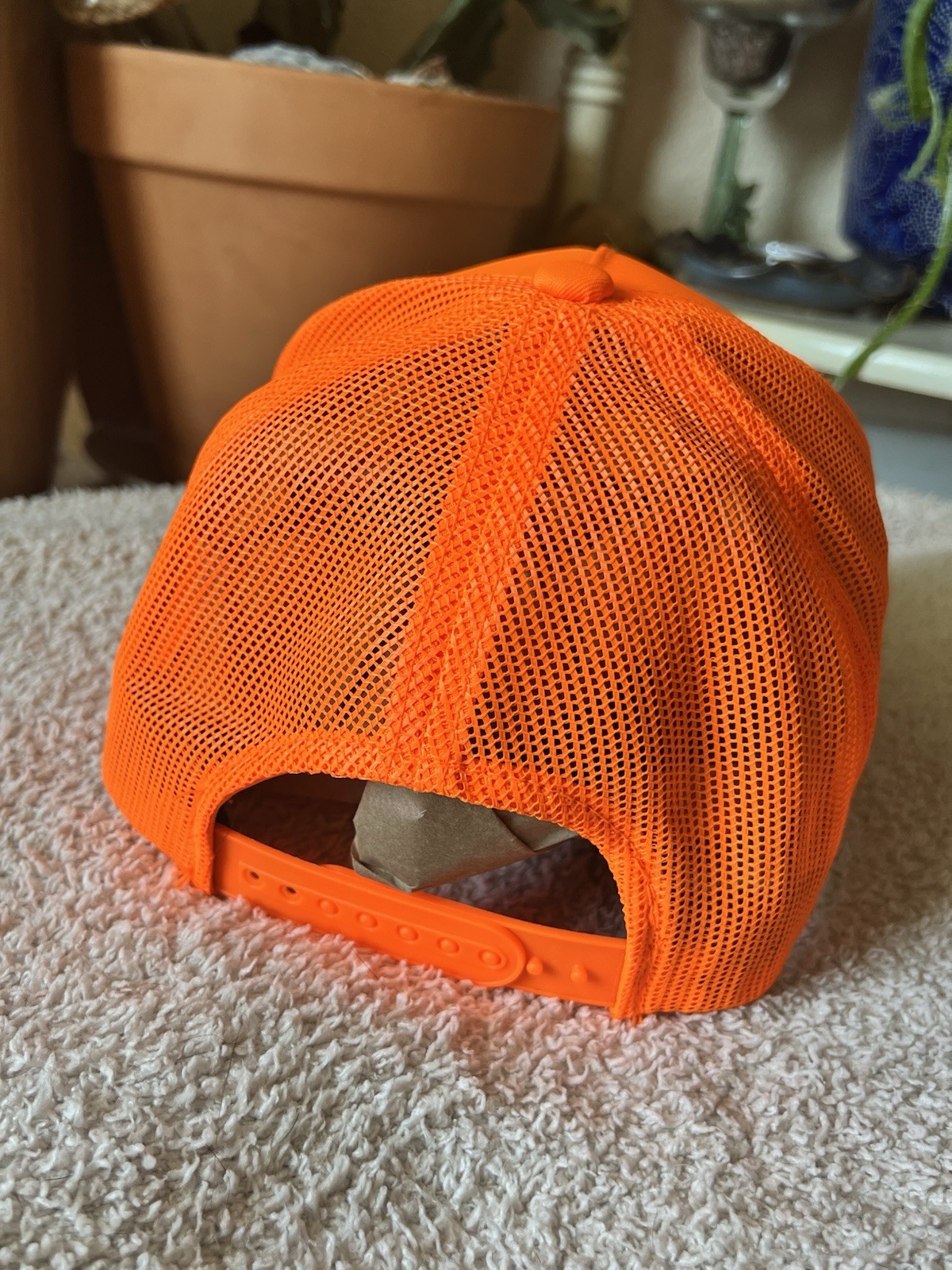 bass pro shops hat Neon Orange Adjustable Trucker Cap Mesh Snap Classic Lo