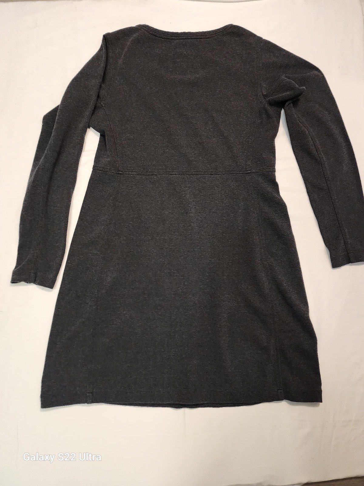 Duluth Trading Co Wearwithall Ponte Knit Dress Gray Long Sleeve Stretch Short S