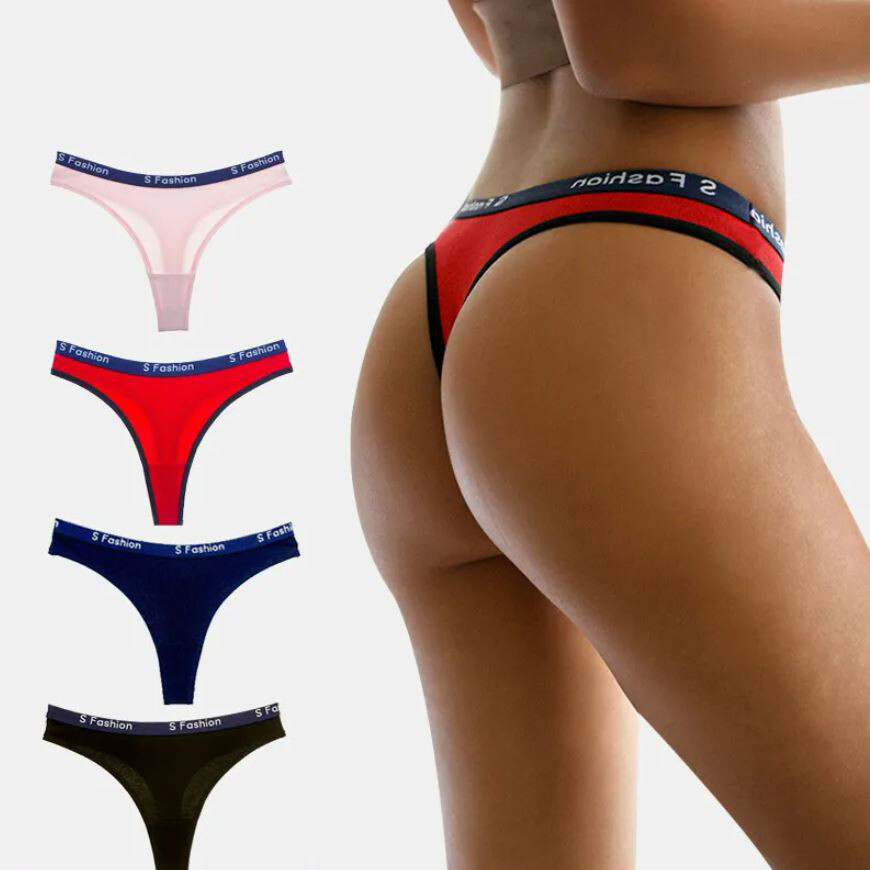 5 Pack Lot Sexy Womens Cotton Panties Thongs G-String Bikini Underwear Brief Set