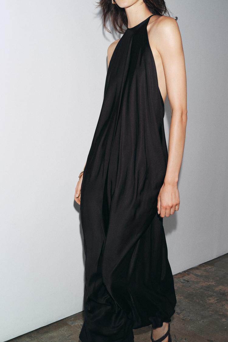 NEW Halter-neck Silk-satin Sleeveless Dress Sizes S-L