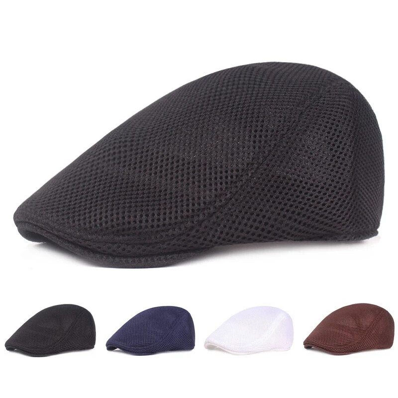 Duck Mesh Summer Gatsby Cap Mens Ivy Hat Golf Driving Sun Flat Cabbie Newsboy
