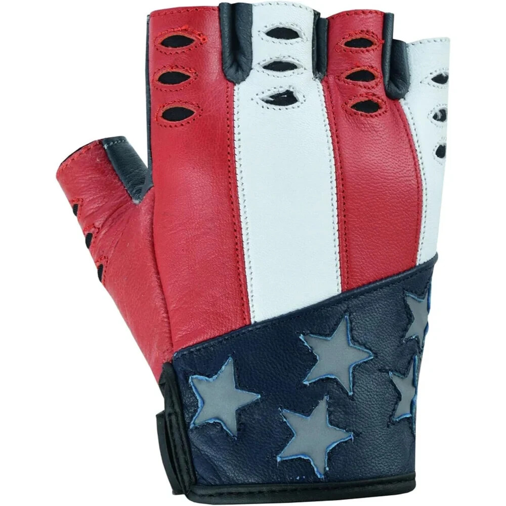 Mens Genuine Goat Leather Fingerless Half Finger Motorcycle Driving Biker Gloves