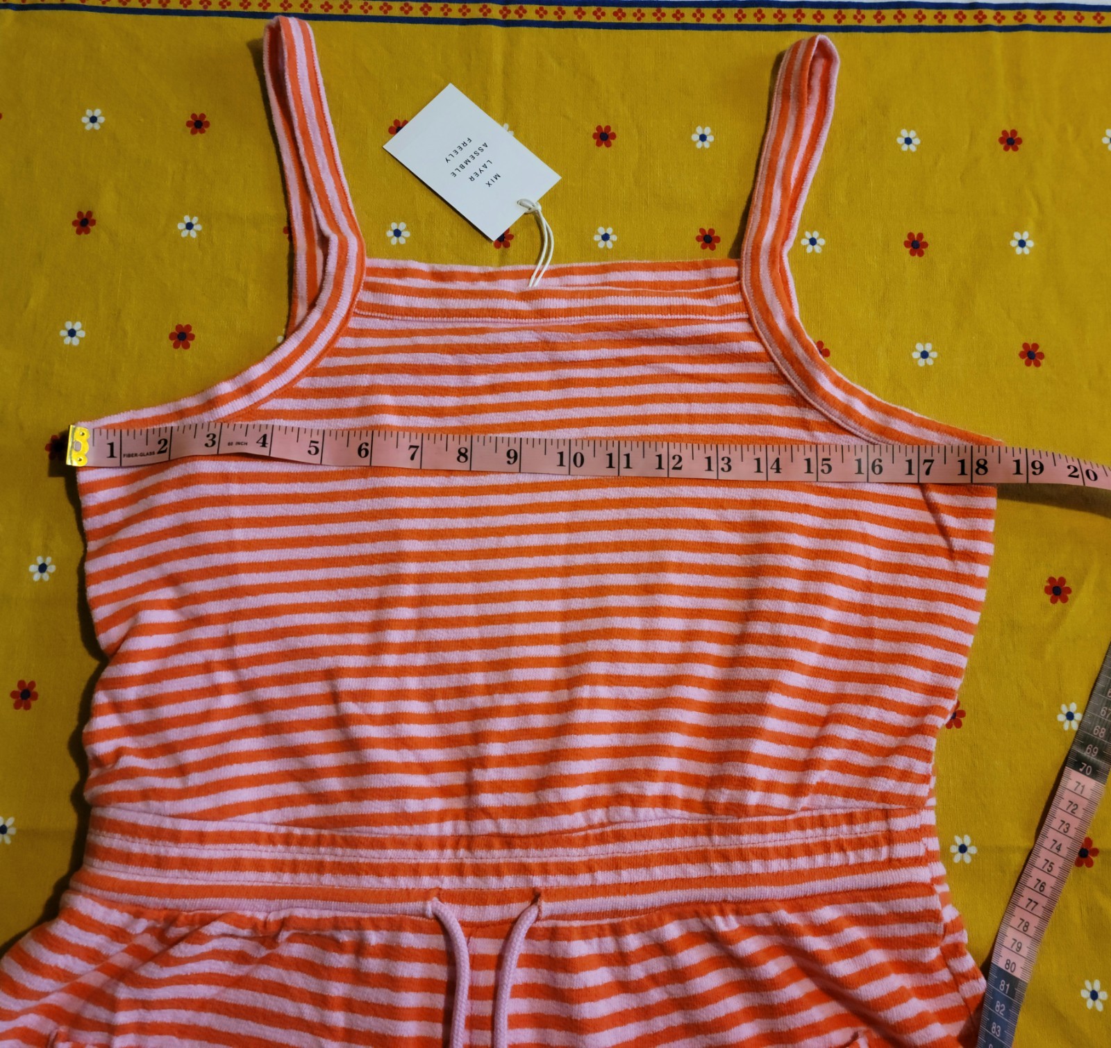 Women’s Free Assembly Orange Pink Striped Sleeveless Cotton Terry Cloth Romper M