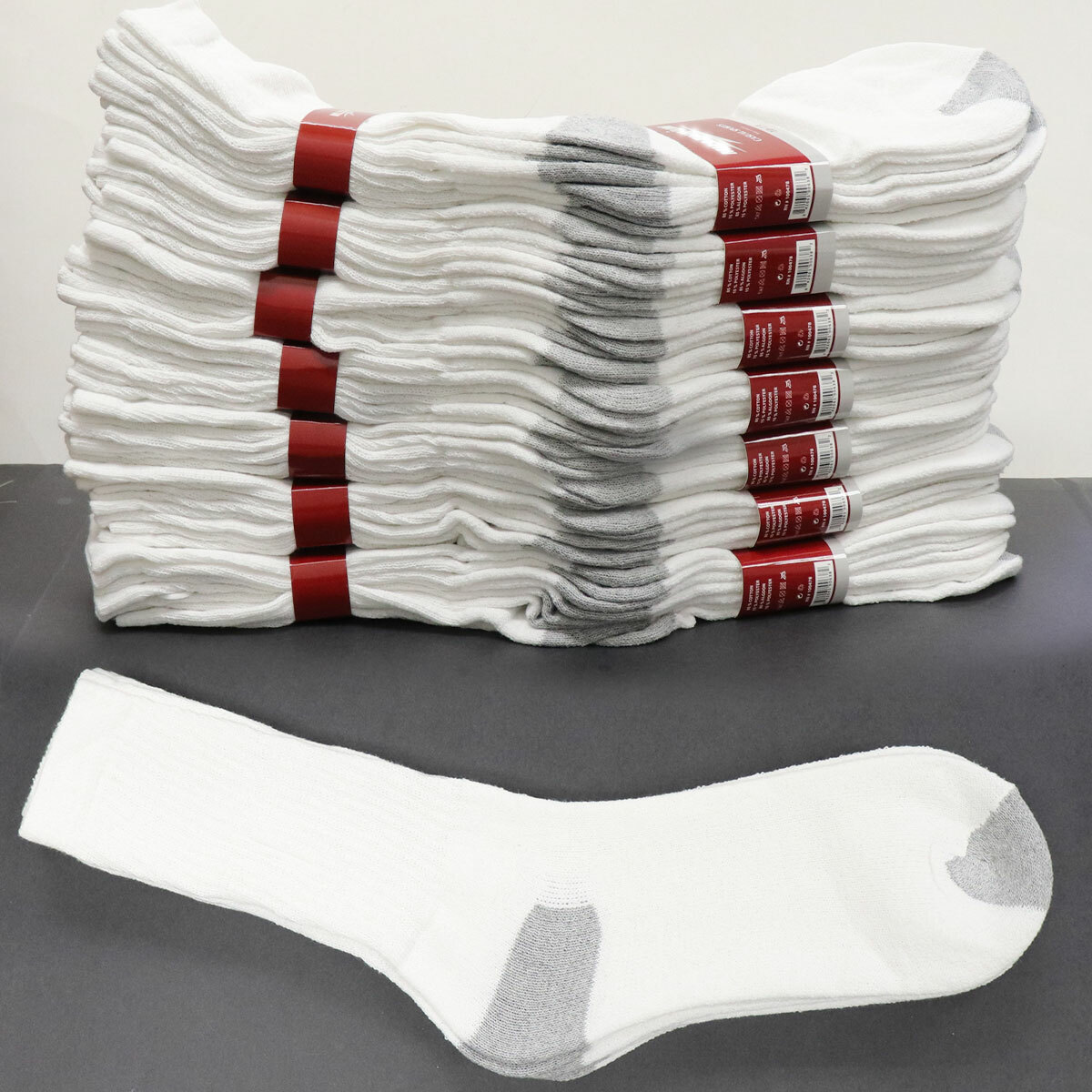 Wholesale Bulk Lot Men’s White/Gray Sports Casual Cotton Crew Socks 9-11 10-13