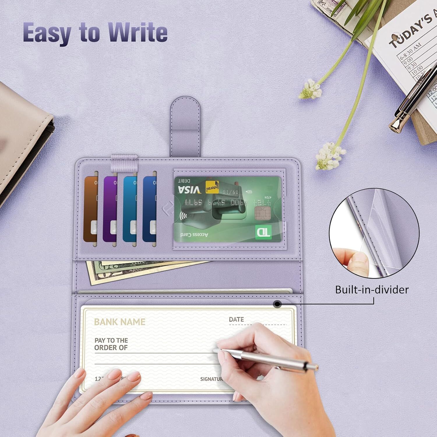 Checkbook Cover for Personal Checkbook RFID Blocking Register Duplicate Checks