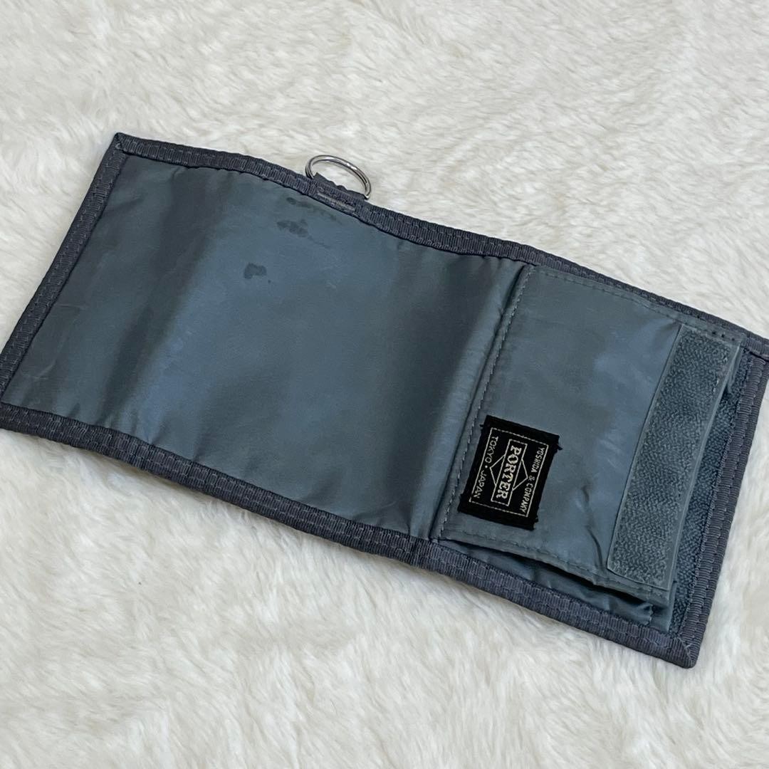 Porter Capsule Gray Bifold Wallet Nylon Compact Card Coins Used
