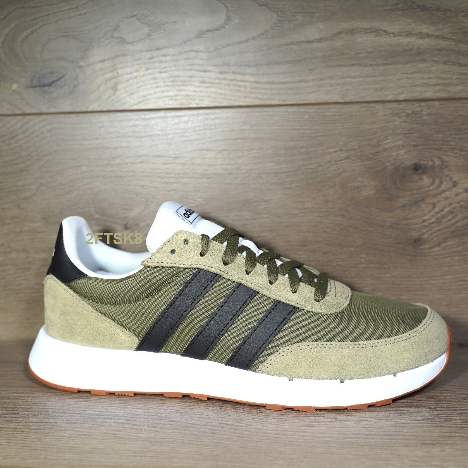 ADIDAS RUN 60s 2.0 SIZE 9~13 OLIVE GREEN WHITE CLASSIC RUNNING TRAINING SHOES