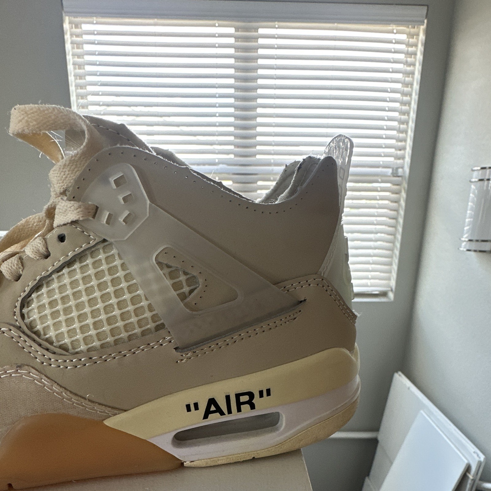 Nike Air Jordan 4 Men’s Beige Mid Top Lace Up Athletic Sneaker