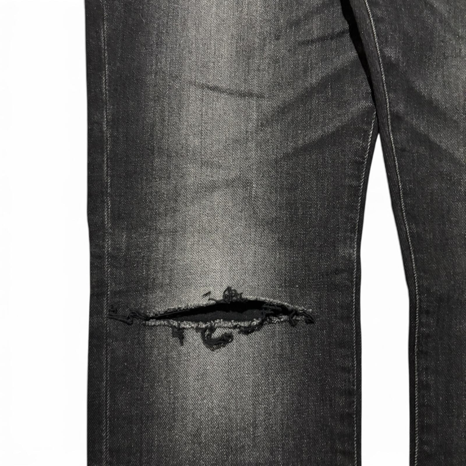 Saint Laurent Paris D02 Black Washed Knee Rip Denim Jeans
