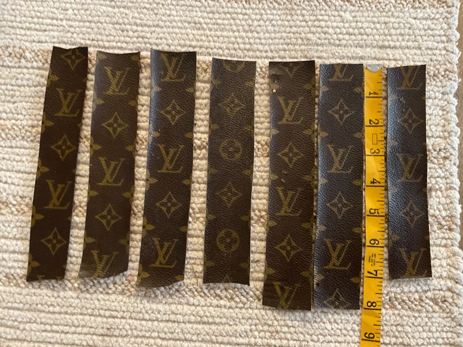 Louie Vuitton Cut Scrap Fabric Material Repair Replace Reuse Crafts lot of 7