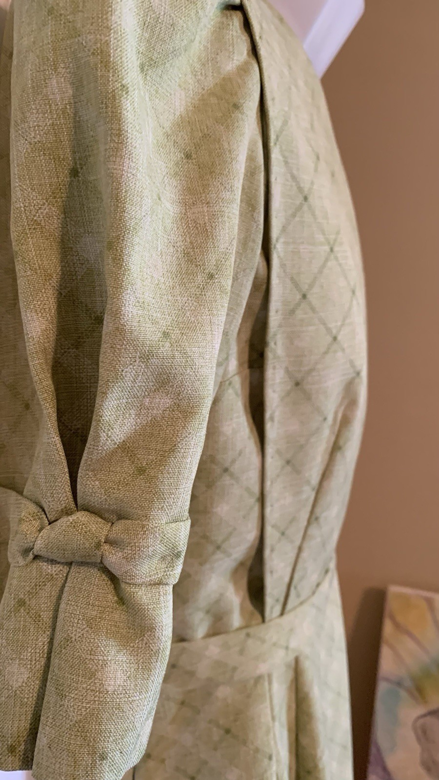 Mennonite Cape Dress Size S Bust 34” Waist 28” Length 48” Green Diagonal