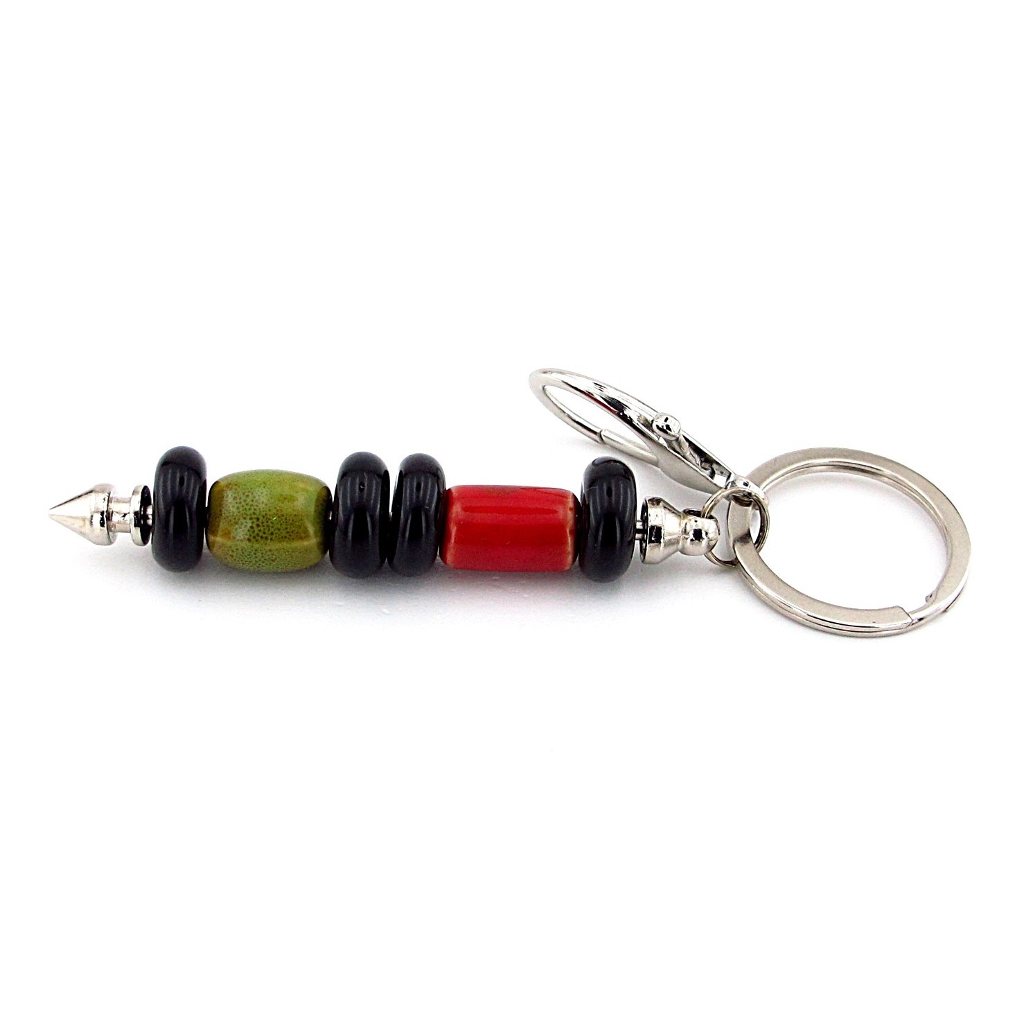 Handmade Ceramic Glass Spike Keychain Purse Bag Charm Punk Gothic ScrewOff BCH08
