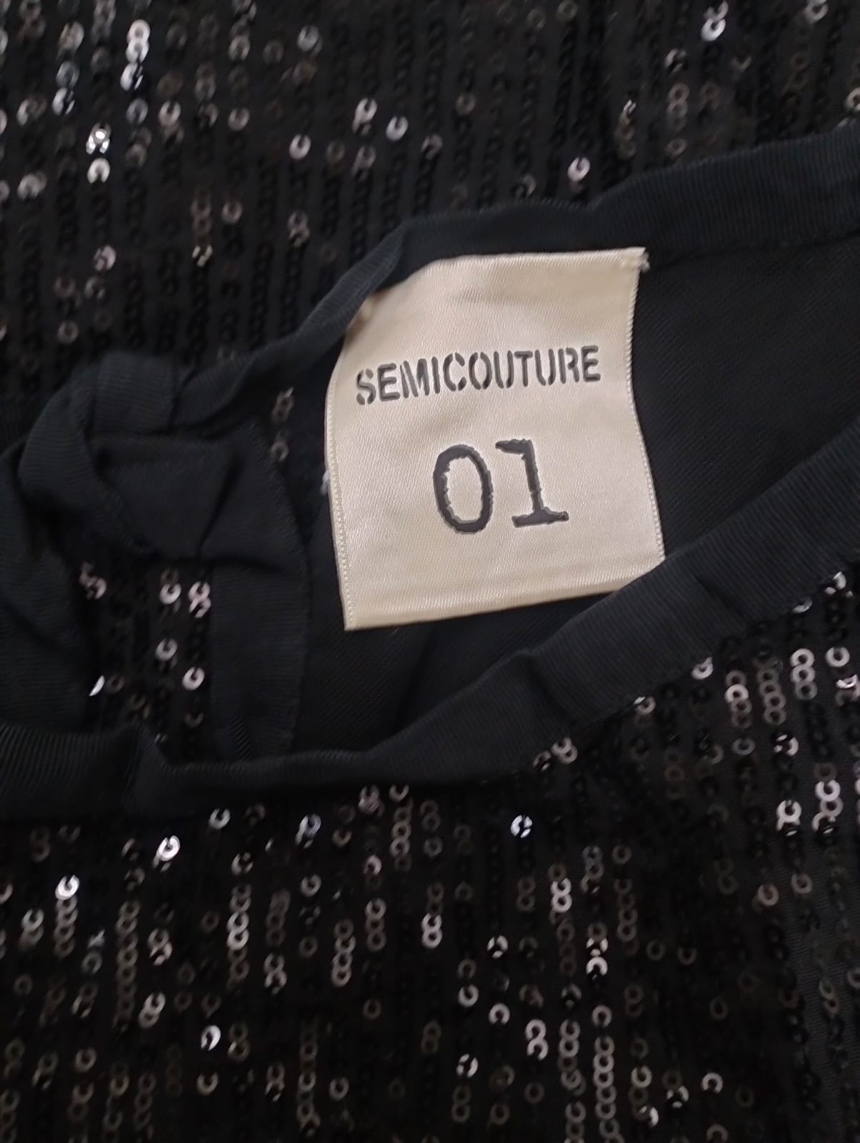 Semicouture Sequin Embellished Blouse Top Cocktail Evening Black S NEW 205327
