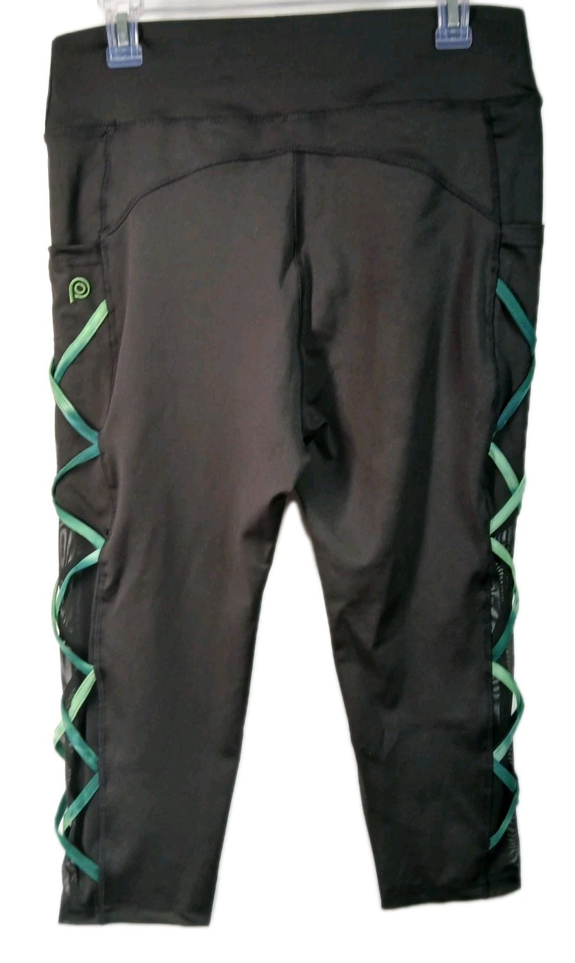Pop Fit Womens Black Size 2XL High Rise Capri Leggings With Pockets POP2027-91