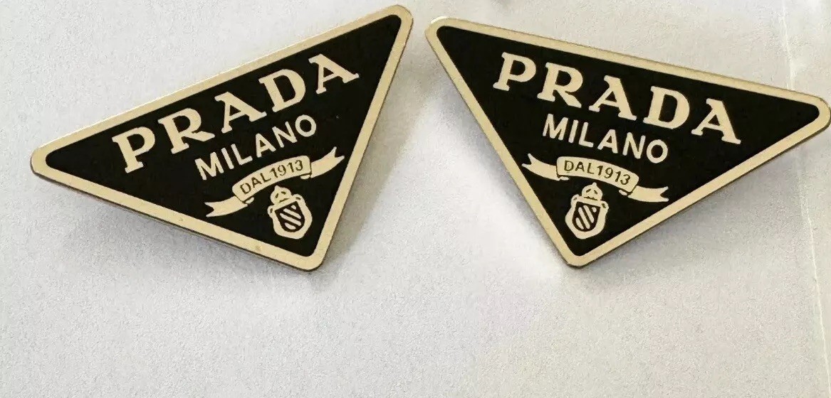 Prada 13ZS 14ZS Sunglasses Logo Replacement Parts Triangle Black Gold 1-Pair New