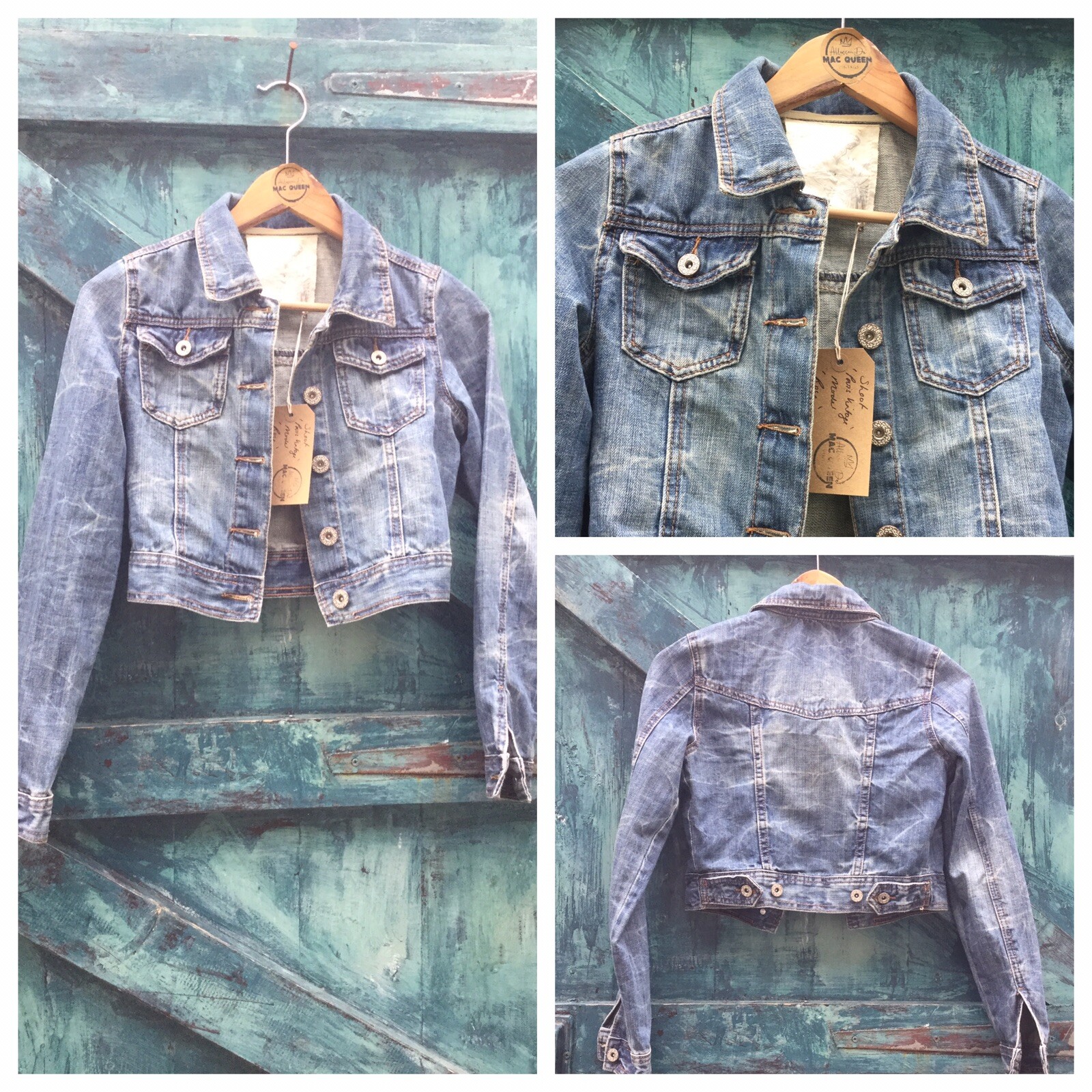 Womens Denim Jacket Blue Vintage Unique Inc U.K. P&P