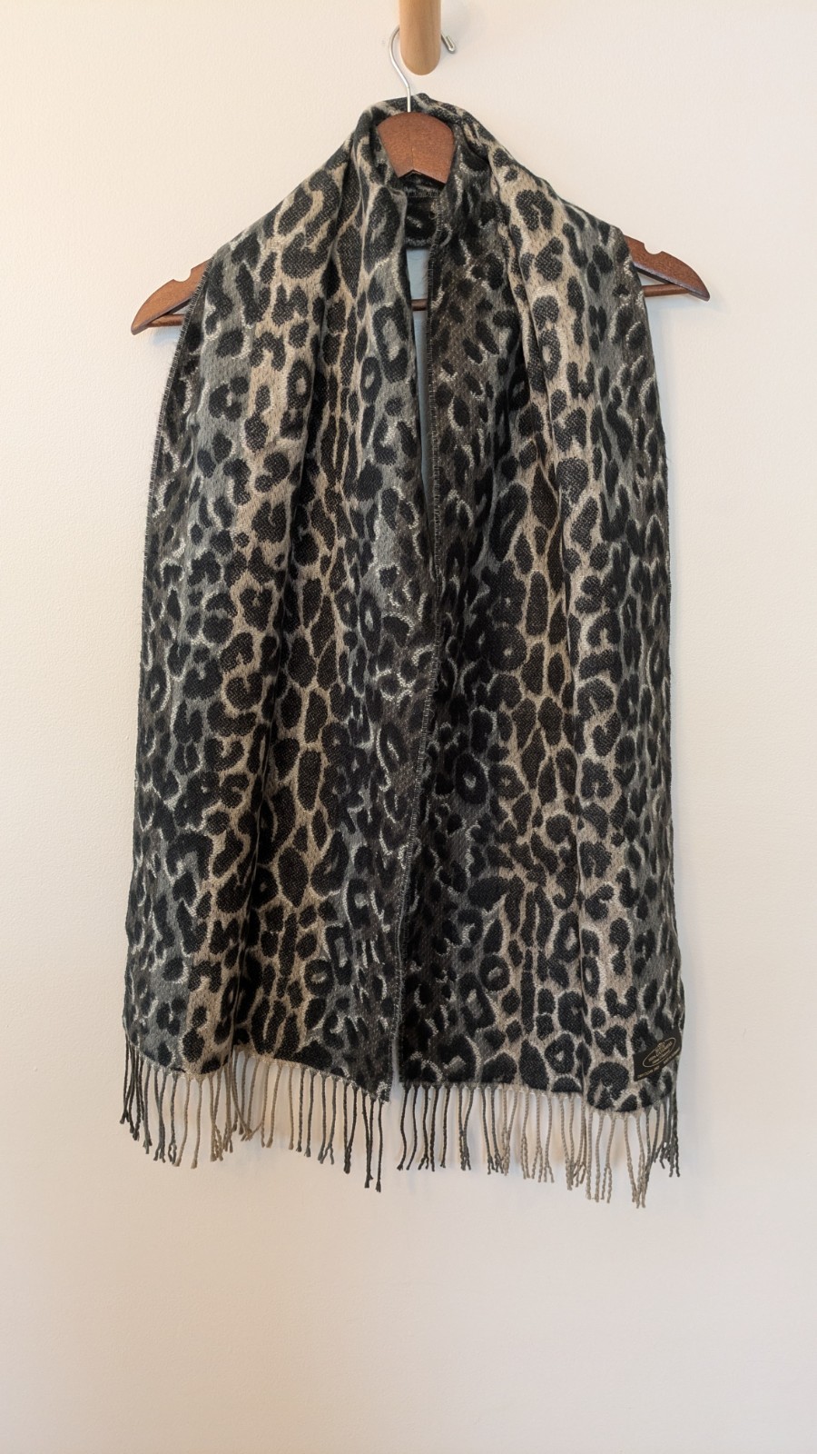 Cashmere Scarf Animal Print Fringe Mob Wife Luxury Made in Germany Hand Tailored