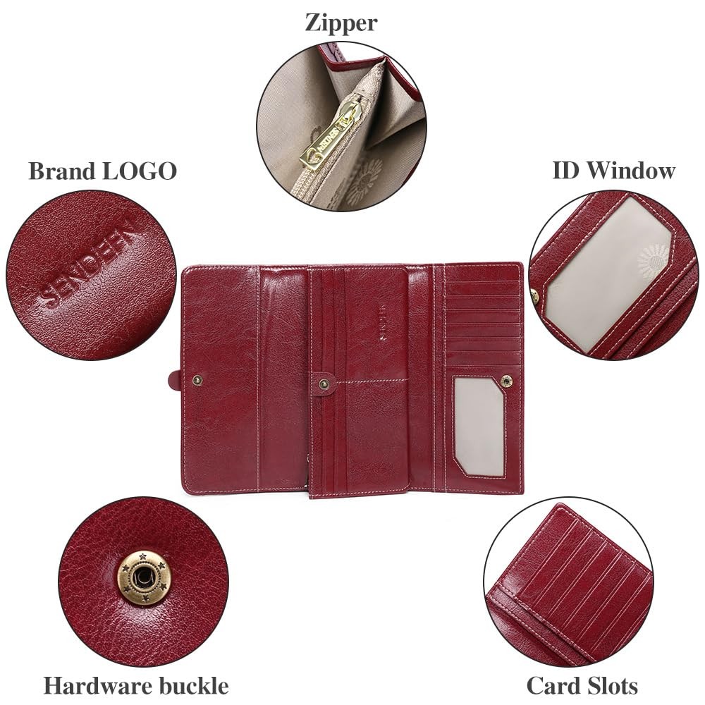 Wallets for Women Leather with RFID Blocking Trifold Credit Card Holder with …